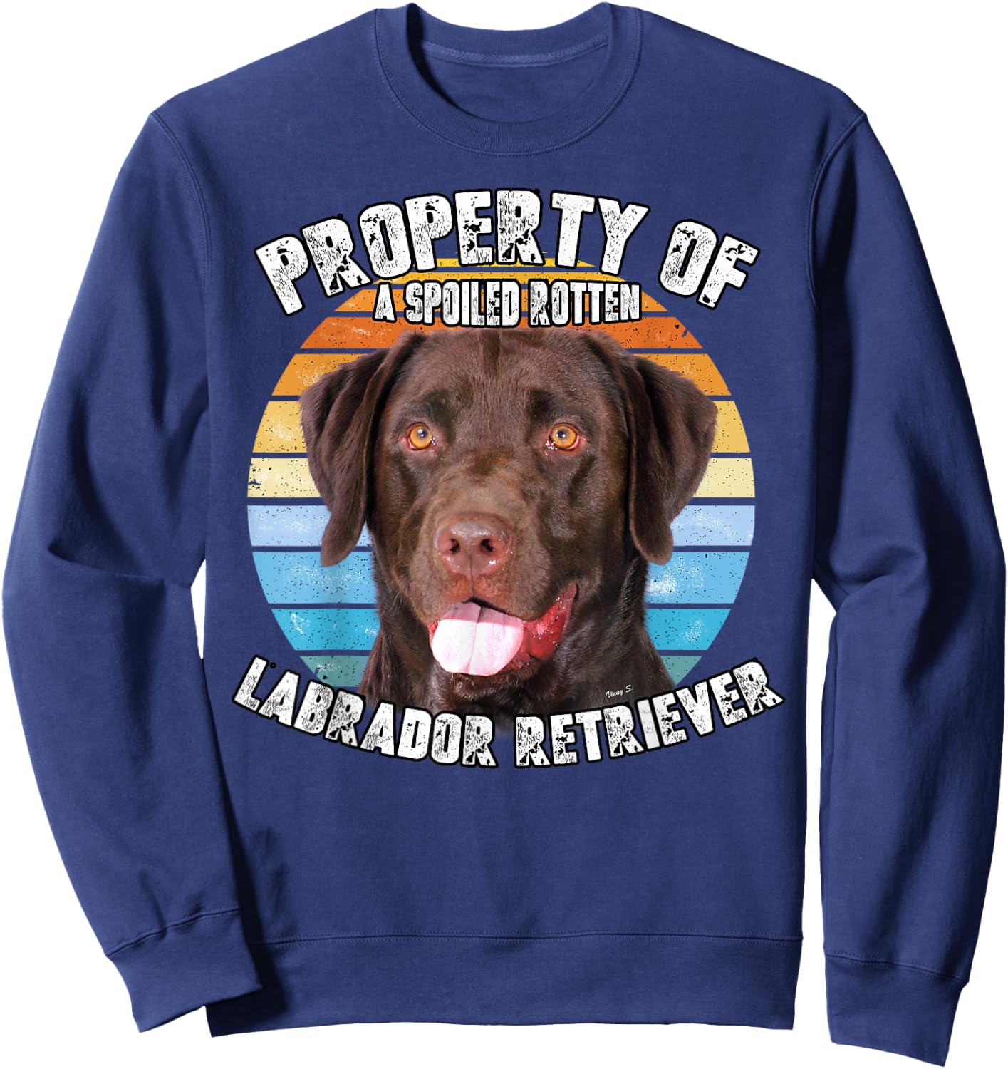 Labrador Retriever Chocolate Owner Lover Retro Vintage Sweatshirt - Sweatshirt | Navy