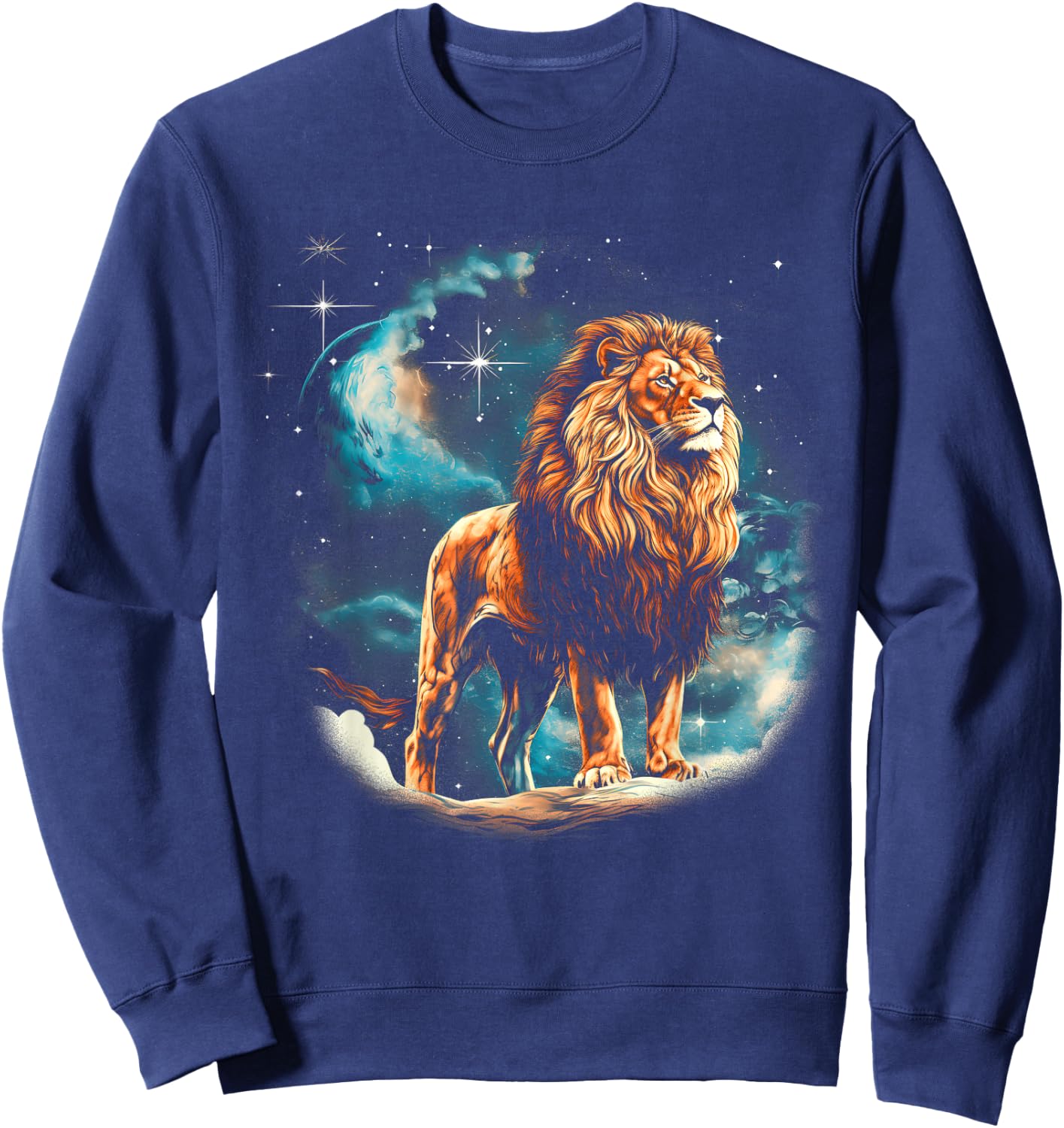Starry Sky Proud Lion Male Sweatshirt - Sweatshirt | Navy