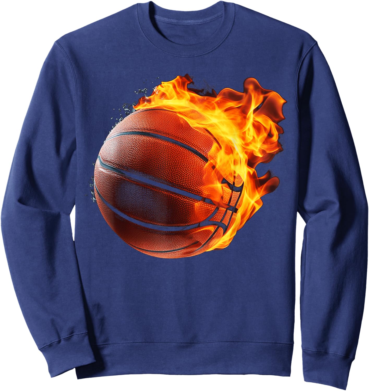 Fire Basketball Ball Flaming Basketball Player Sweatshirt - Sweatshirt | Navy