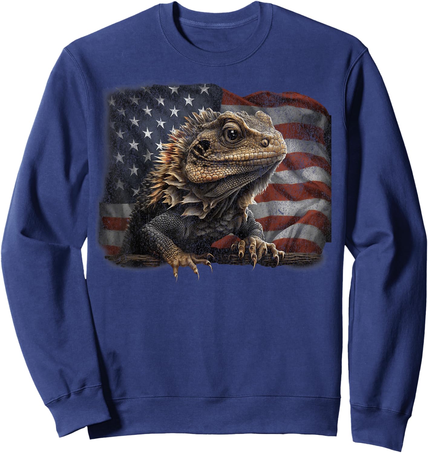 Bearded Dragon USA American Flag 4th of July Lizard Gifts Sweatshirt - Sweatshirt | Navy