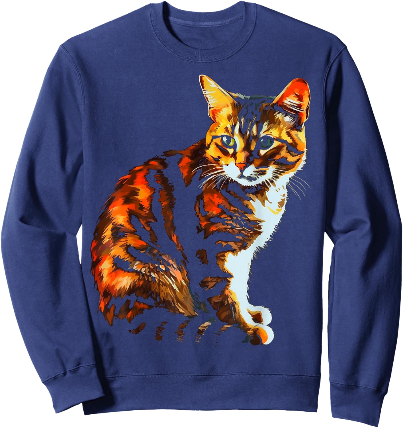Cat Art - Pet Cat Motif Animal Cat Women Kids Sweatshirt - Sweatshirt | Navy