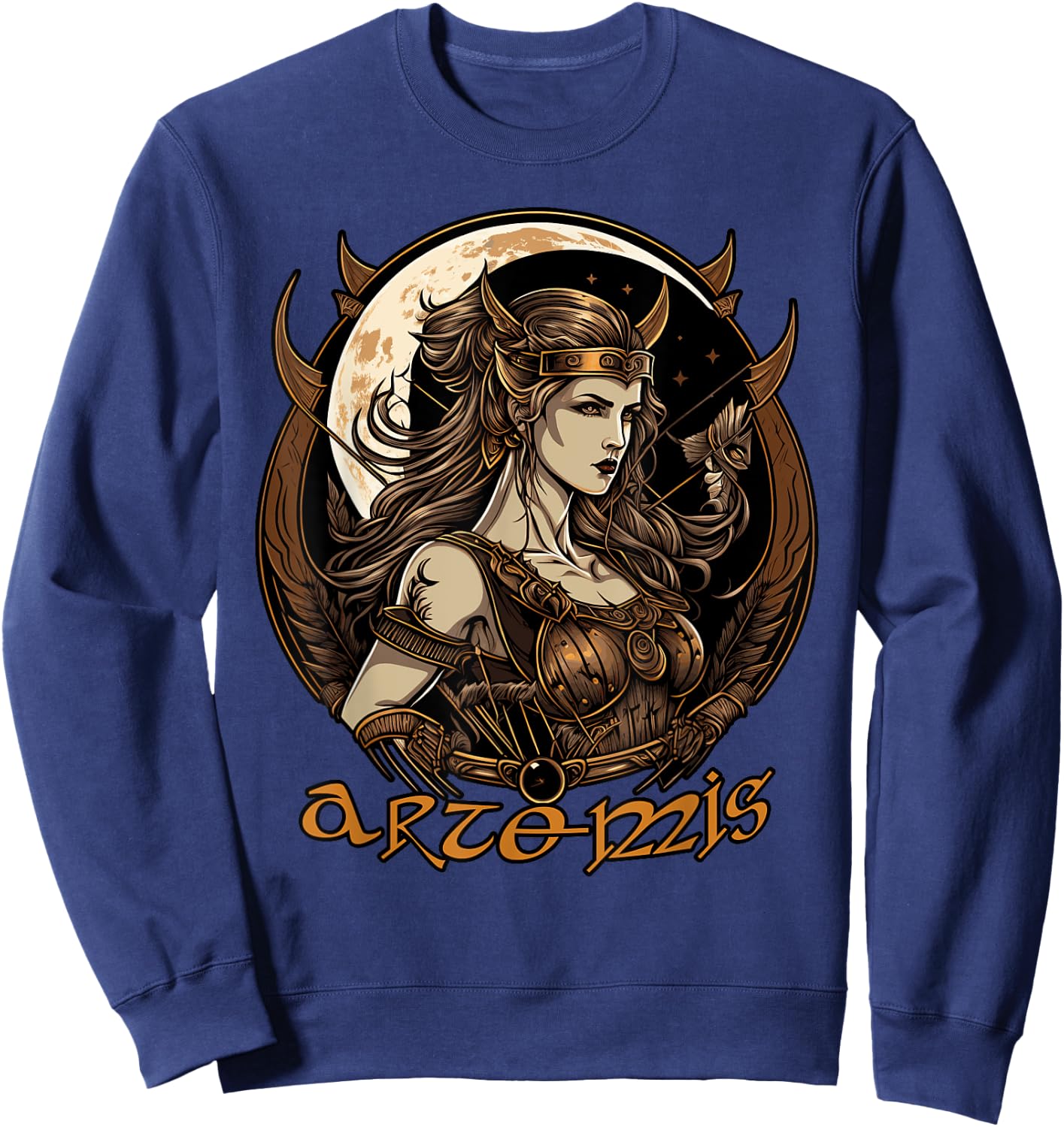 Greek Goddess Artemis Ancient Greece Deities - -Adults - Black - Small - Short Sleeve - - Regular Fit - Cotton 65%, Polyester 35% Sweatshirt - Sweatshirt | Navy