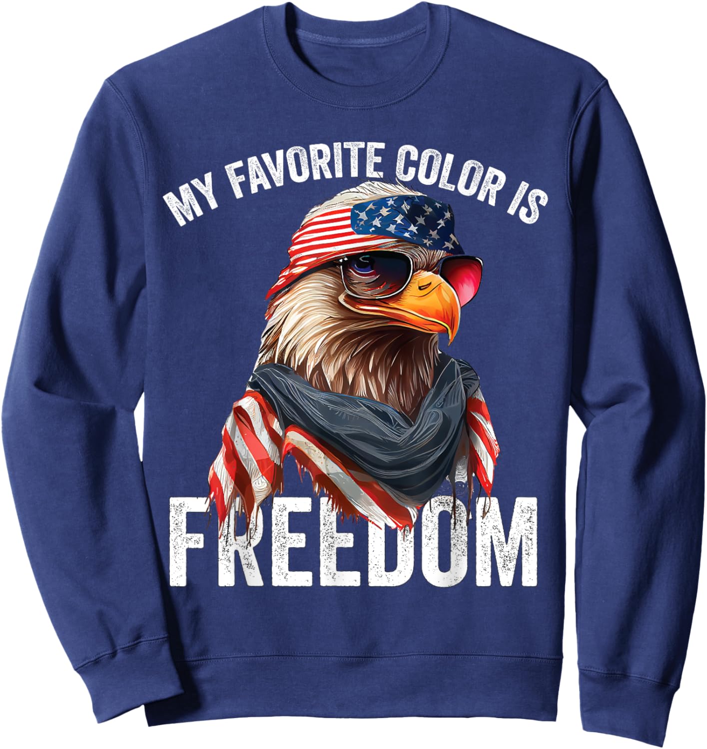 My Favorite Color Is Freedom Patriotic Eagle American Flag Kids Men Sweatshirt - Sweatshirt | Navy