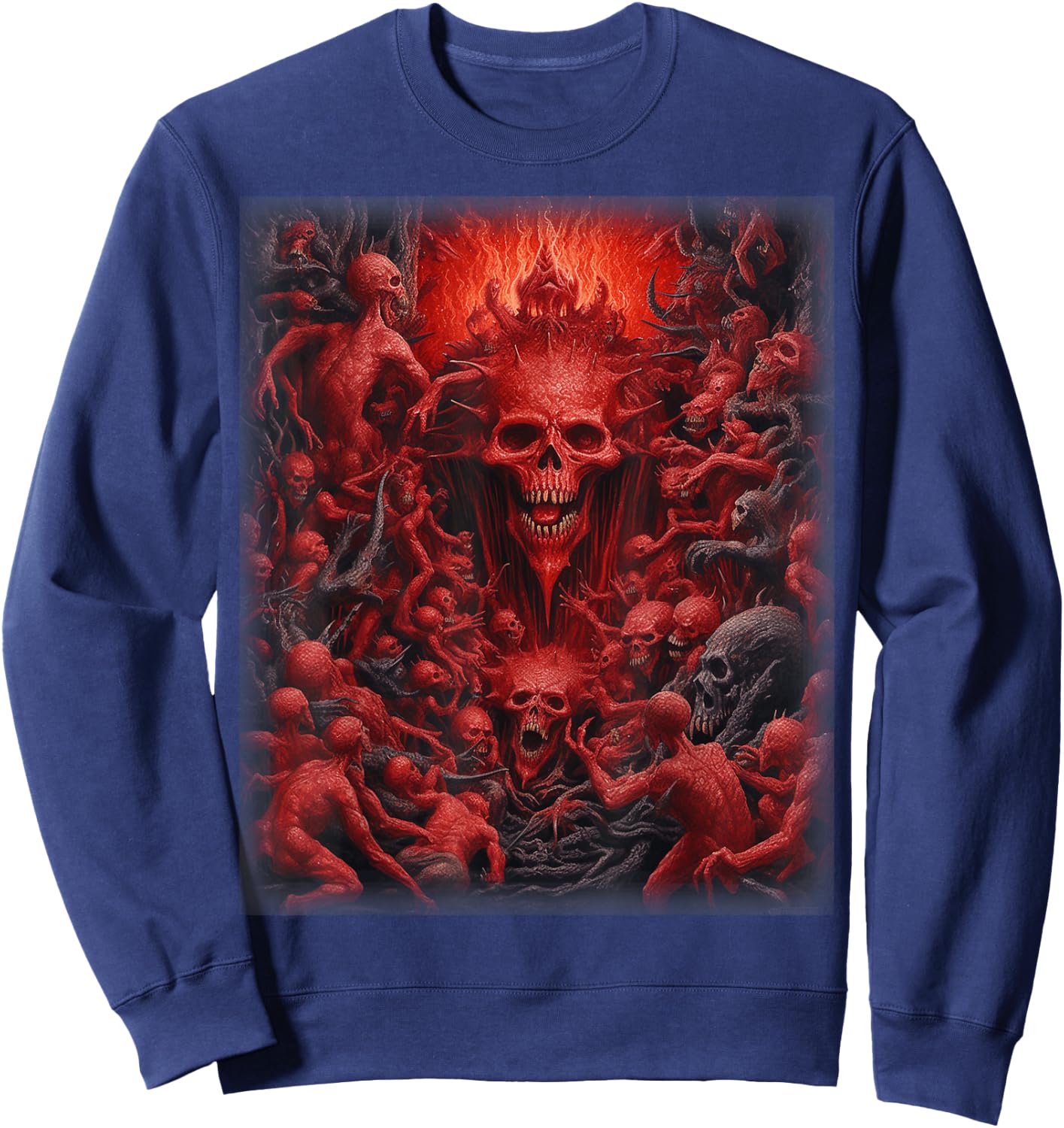 Visions of Hell | Satan Devils Demons Monster Skeleton Skull Sweatshirt - Sweatshirt | Navy