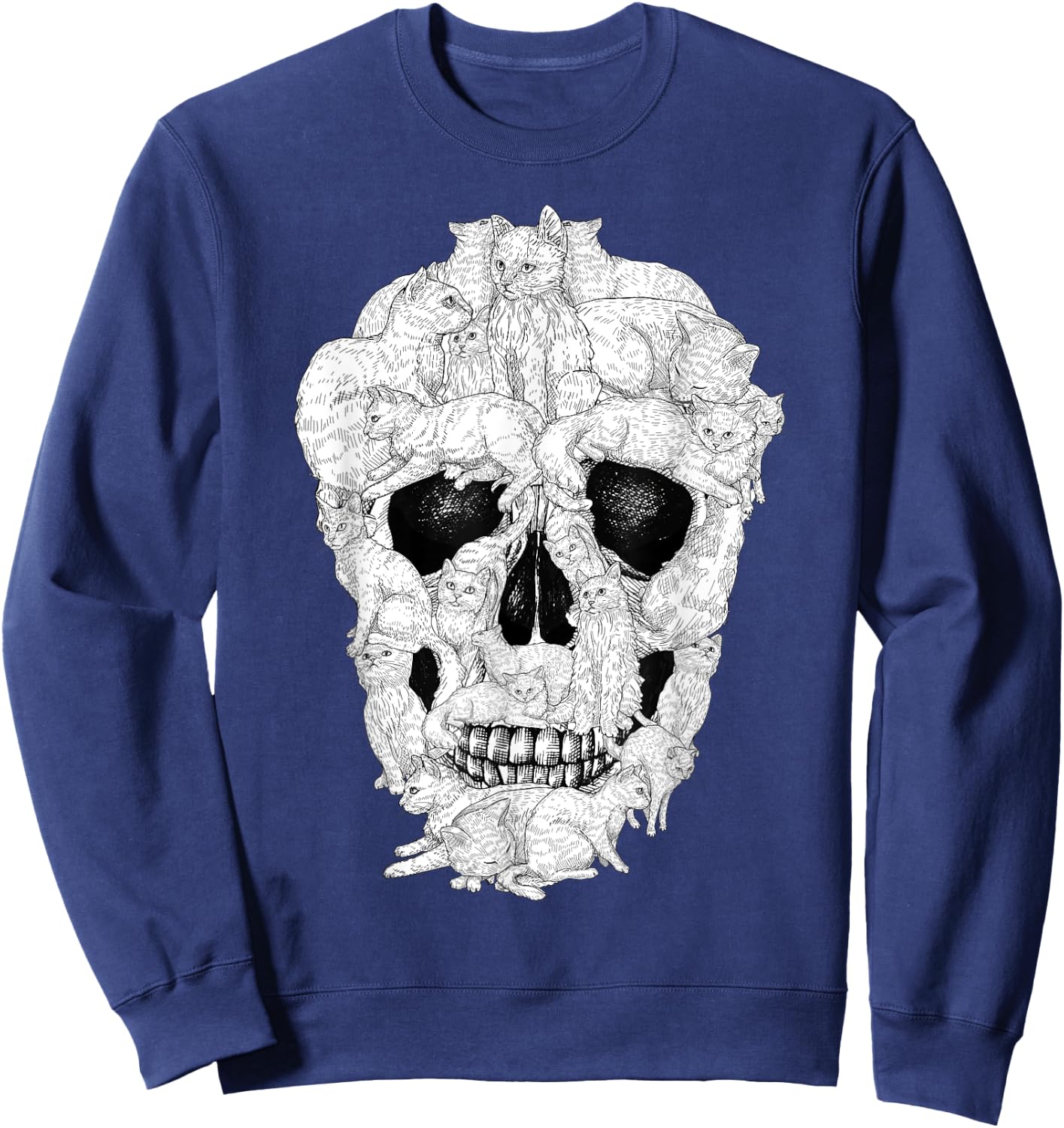 Best Cat Skull Women Halloween Skeleton Cat Lover Sweatshirt - Sweatshirt | Navy