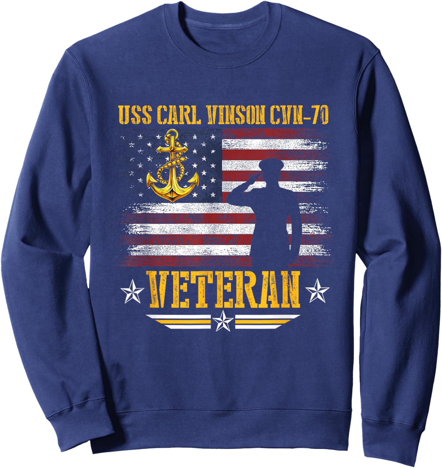 USS Carl Vinson CVN-70 Aircraft Carrier Veteran Flag Vintage Sweatshirt - Sweatshirt | Navy