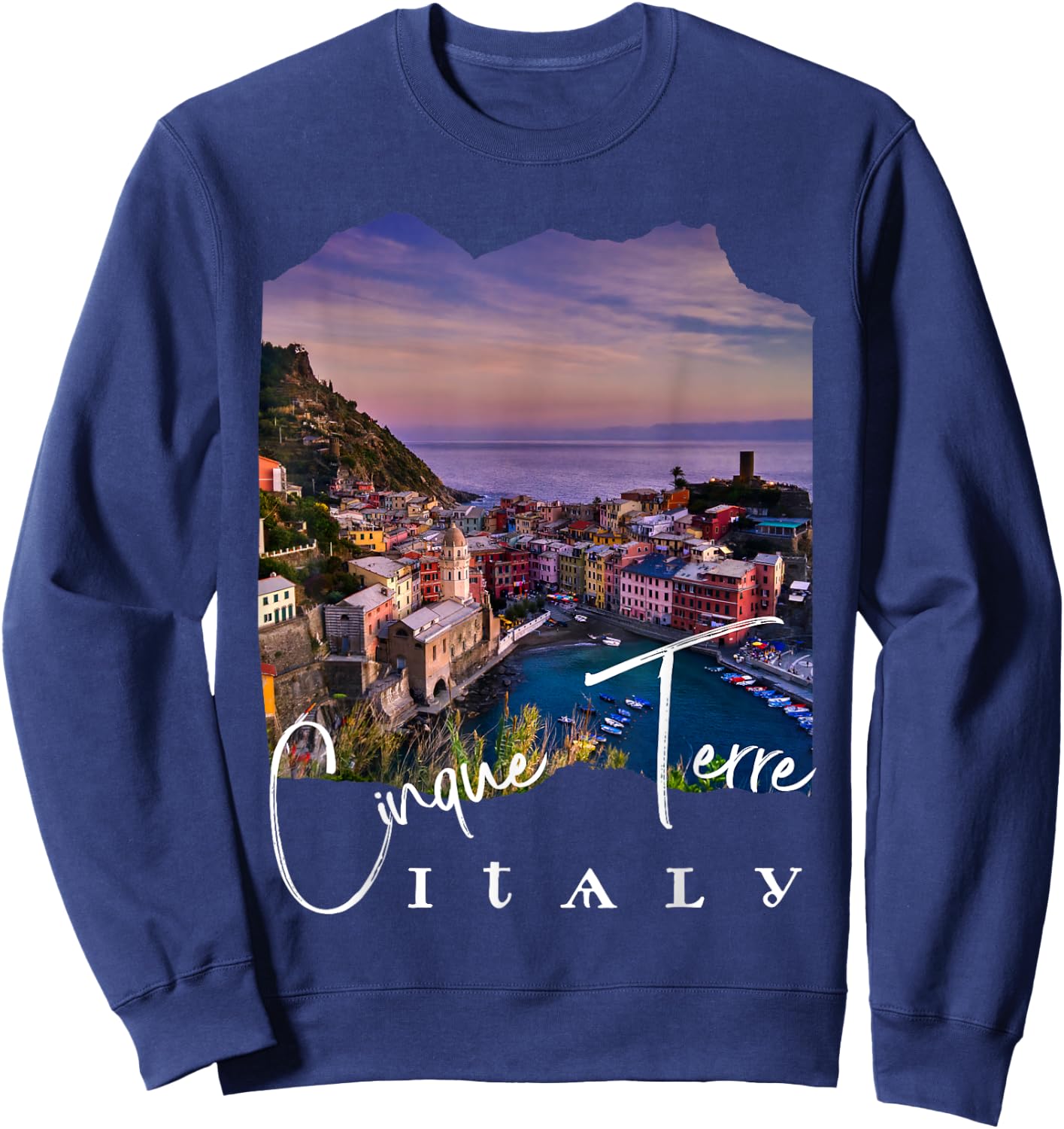 Cinque Terre At Night Cinque Terre Souvenir Sweatshirt - Sweatshirt | Navy