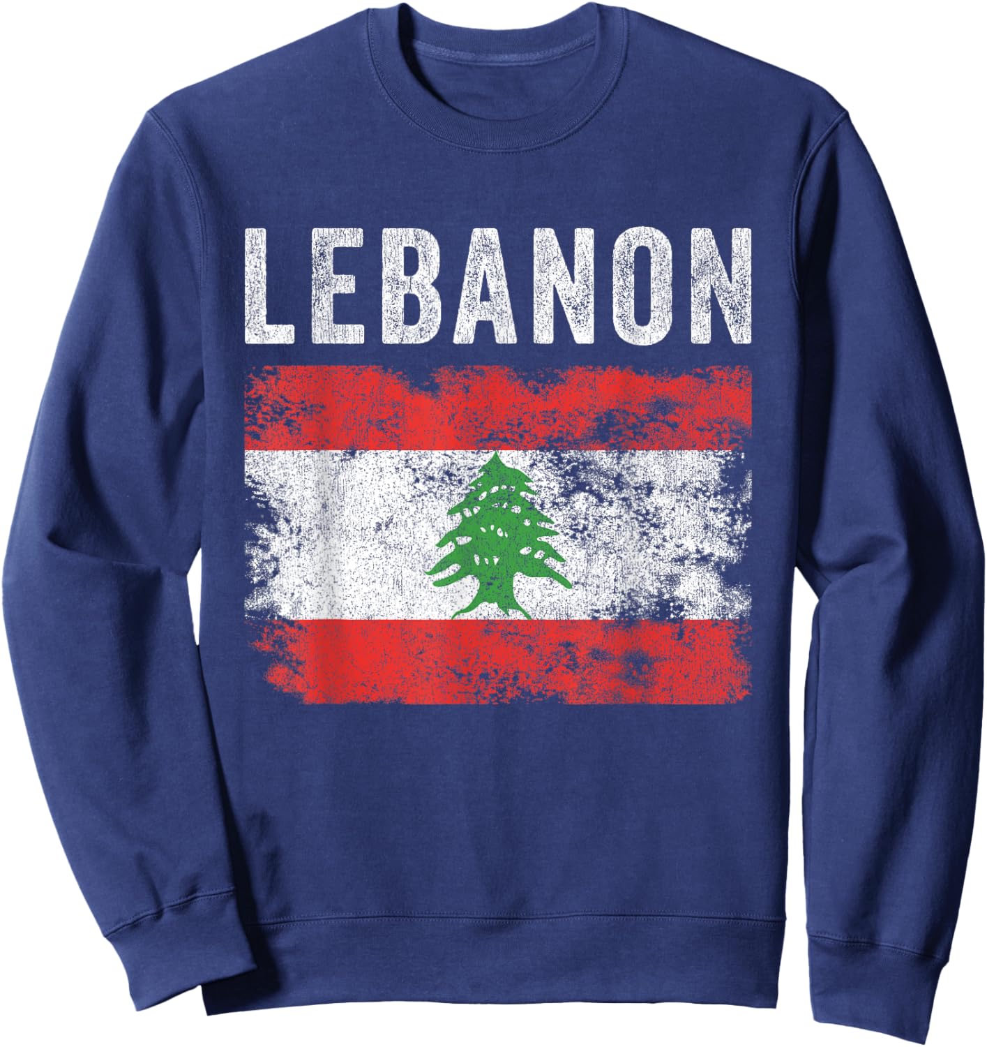 Lebanon Flag Distressed - Men Women Kids - Lebanese Flag Sweatshirt - Sweatshirt | Navy
