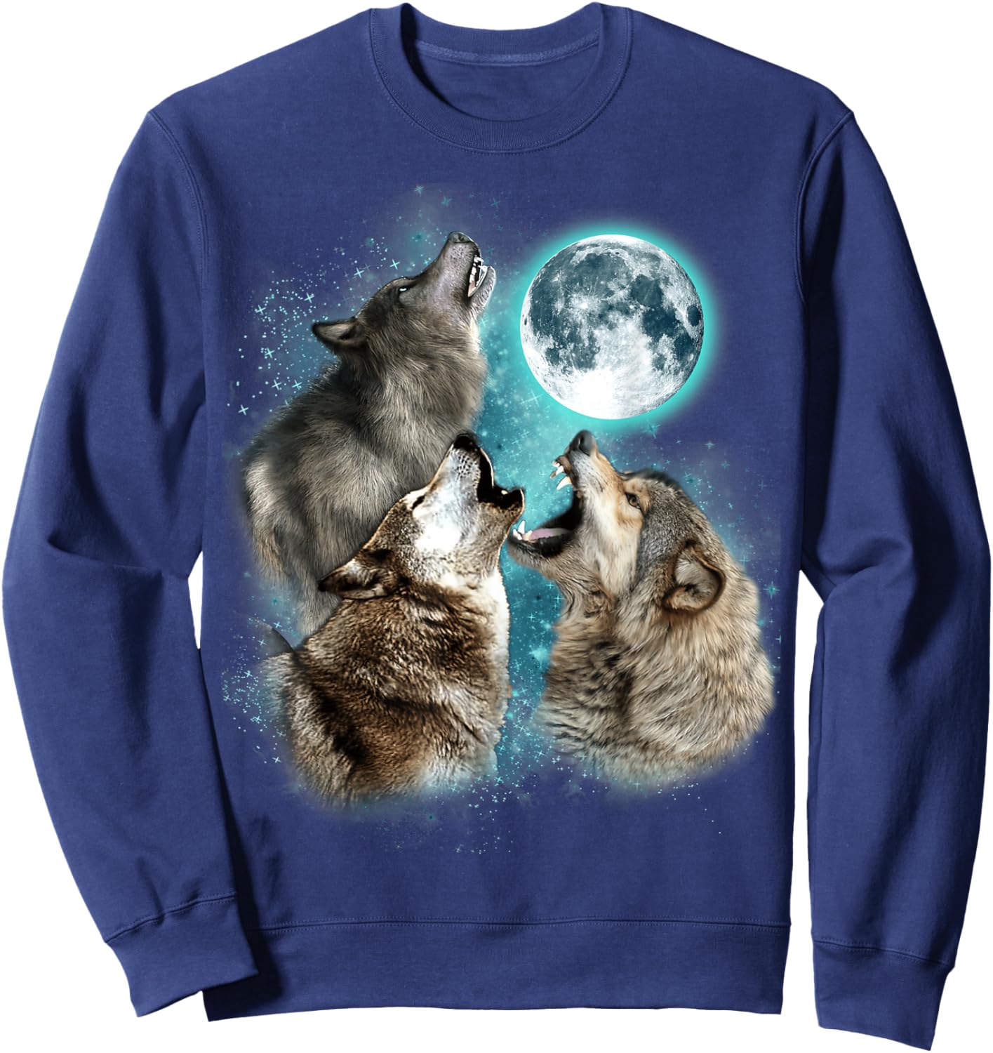 3 Wolf Moon Howling Wolf Head Funny Wolves Women Sweatshirt - Sweatshirt | Navy