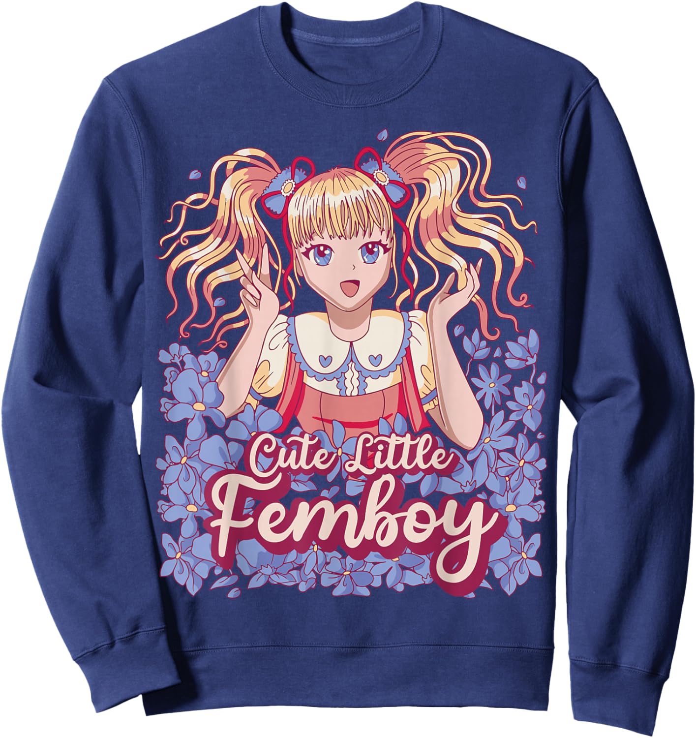 Femboy Anime Cute Little Femboy Sweatshirt - Sweatshirt | Navy