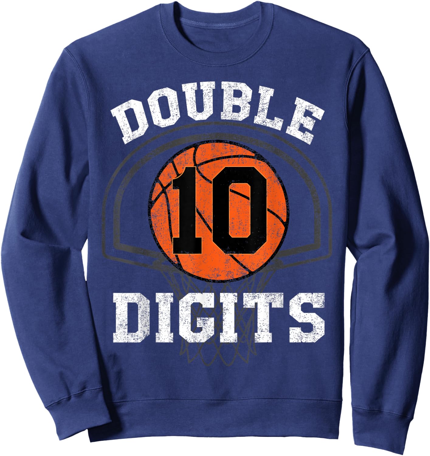 Double Digits 10th Birthday Decorations Boy Basketball Bday Sweatshirt - Sweatshirt | Navy