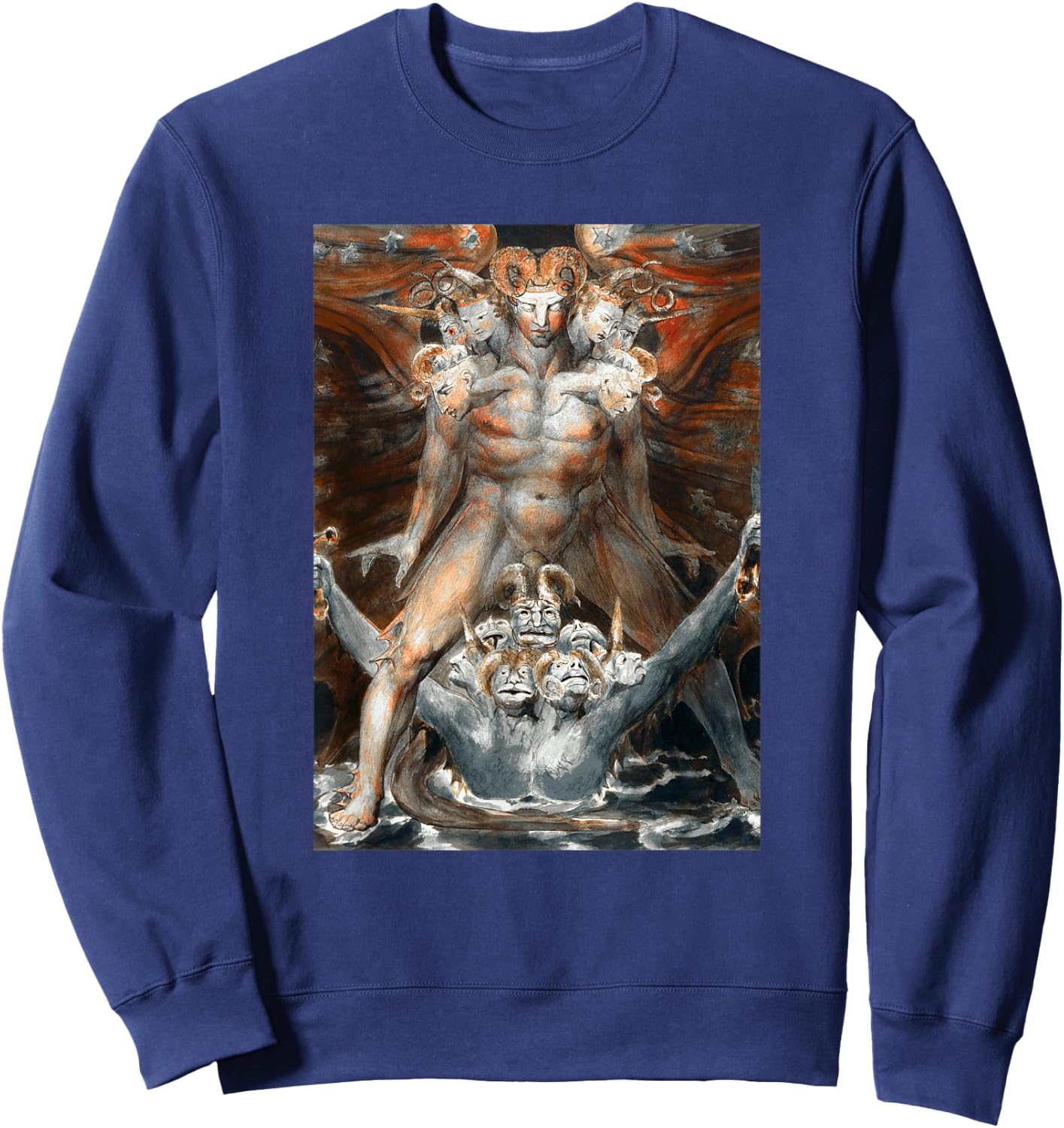 Great Red Dragon and the Beast William Blake The Bible Art Sweatshirt - Sweatshirt | Navy