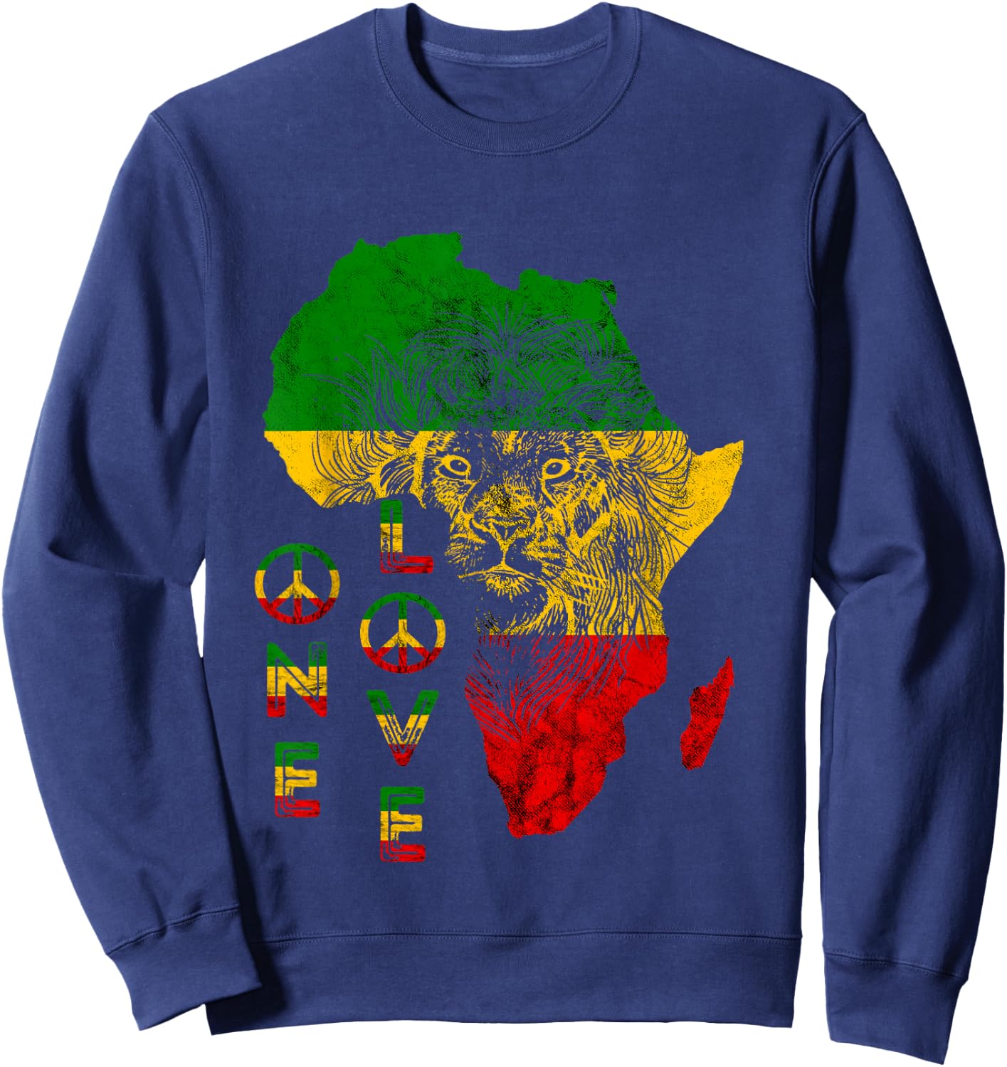 One Pride Love Lion Rasta Reggae Africa Map Lion Of Judah Sweatshirt - Sweatshirt | Navy