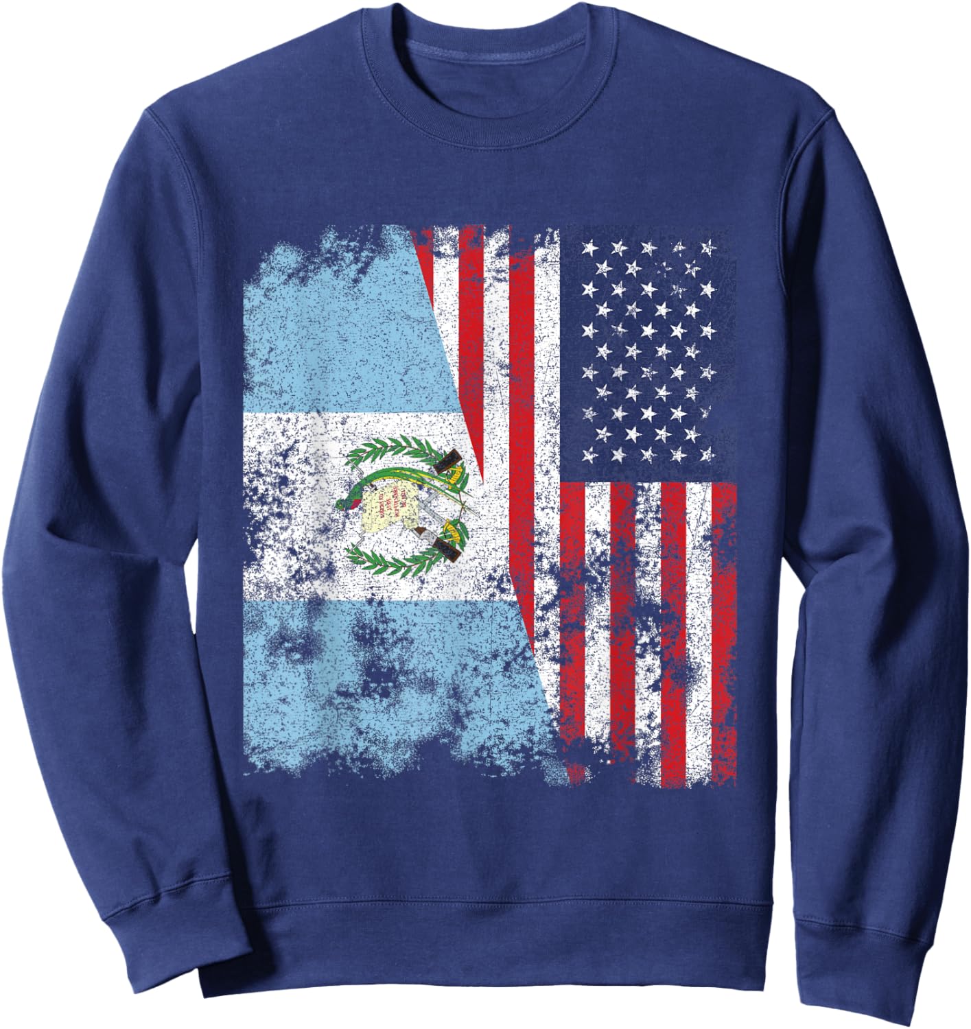 Guatemala USA Flag Distressed - Half American Kids Men Sweatshirt - Sweatshirt | Navy