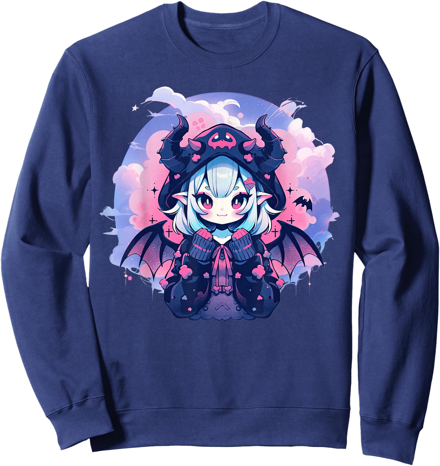 Anime Demon Girl Kawaii Succubus Pastel Goth Cute Witchcraft Sweatshirt - Sweatshirt | Navy
