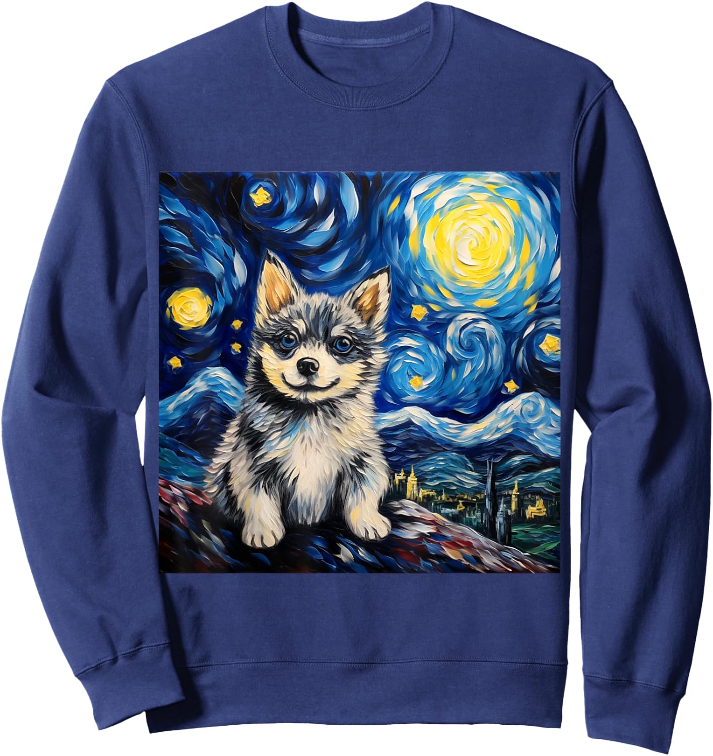 Starry Night Alaskan Klee Kai - Alaskan Klee Kai Sweatshirt - Sweatshirt | Navy