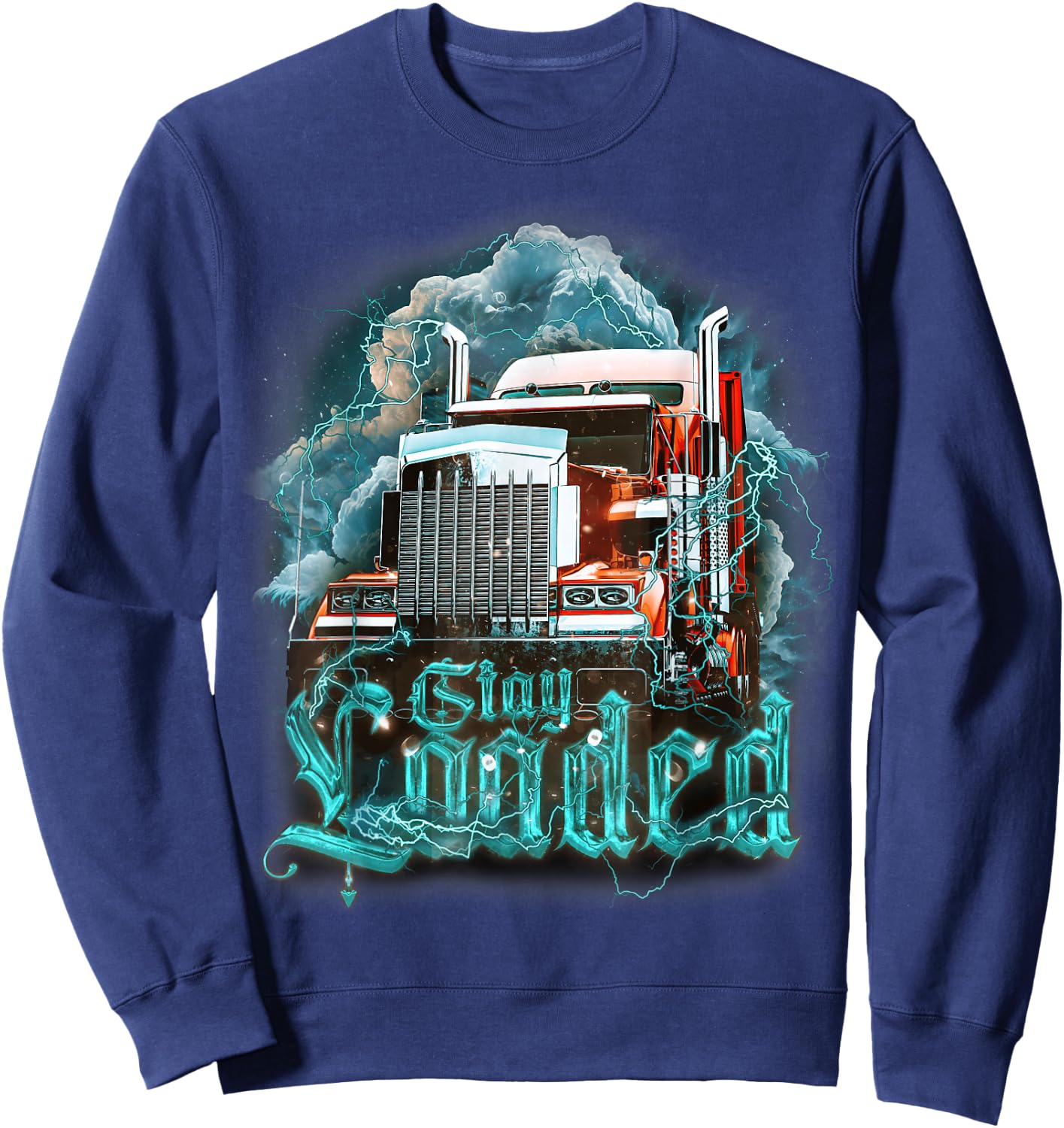 Truck Driver Design Dad Big Rig Semi-Trailer Truckin Sweatshirt - Sweatshirt | Navy