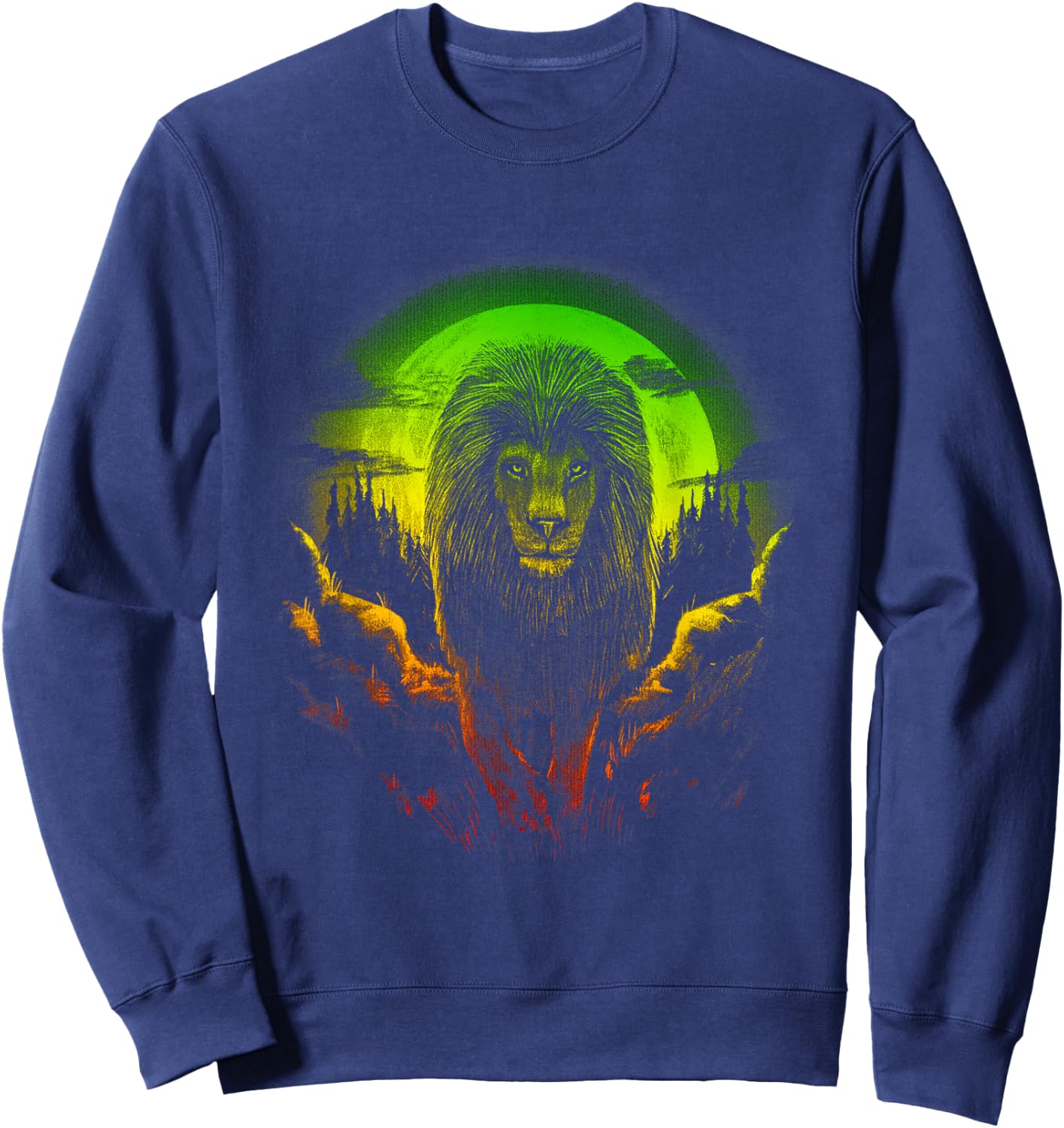 Rasta Reggae Lion Of Judah Jamaican Pride Rastafarian Lion Sweatshirt - Sweatshirt | Navy