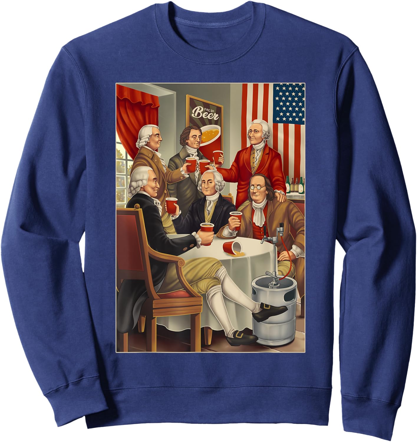Founding Fathers Beer Keg 4th of July Shirt Founding Father Kids Men Sweatshirt - Sweatshirt | Navy