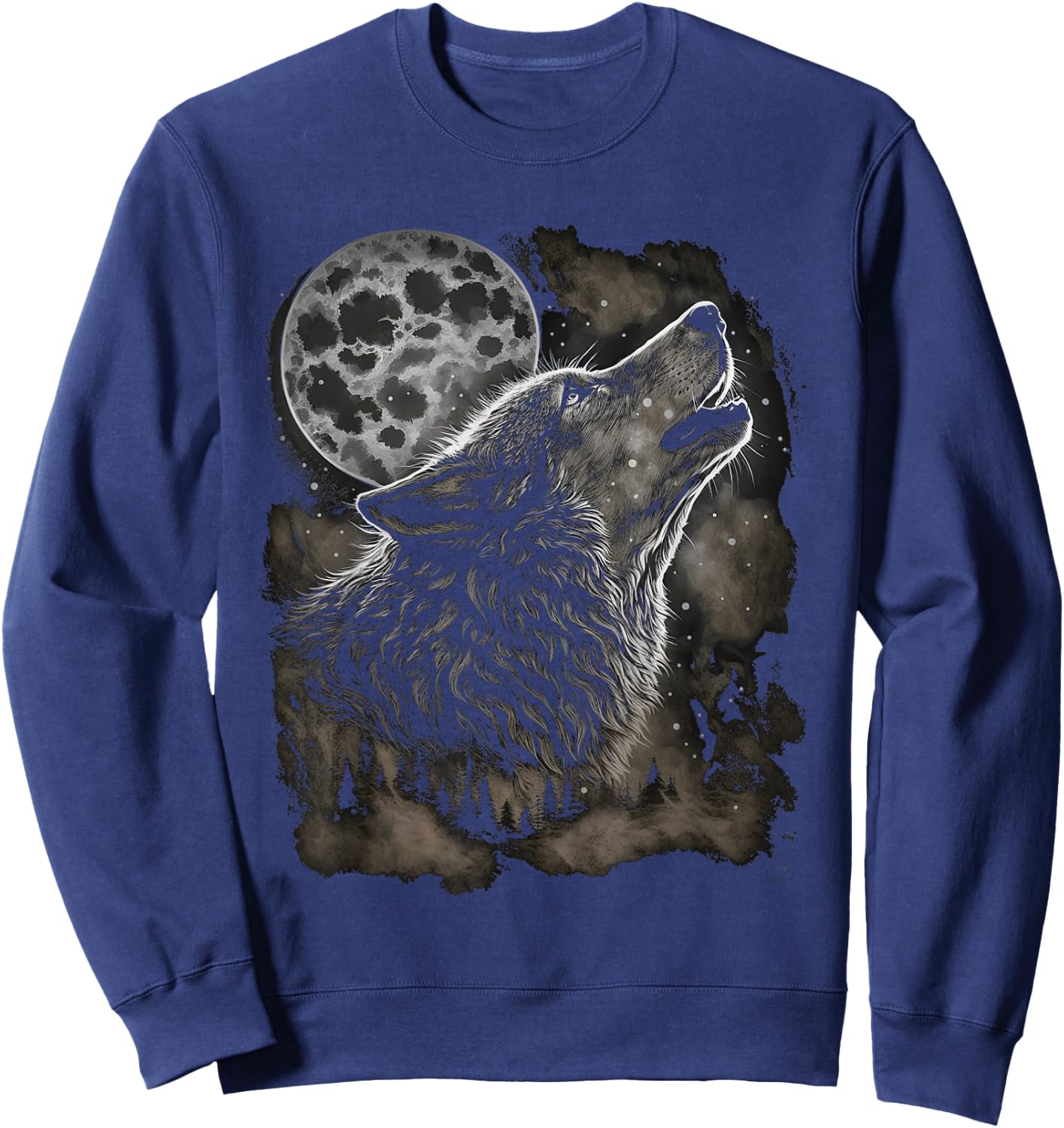 Wolves howling at moon wolf wild animal Sweatshirt - Sweatshirt | Navy