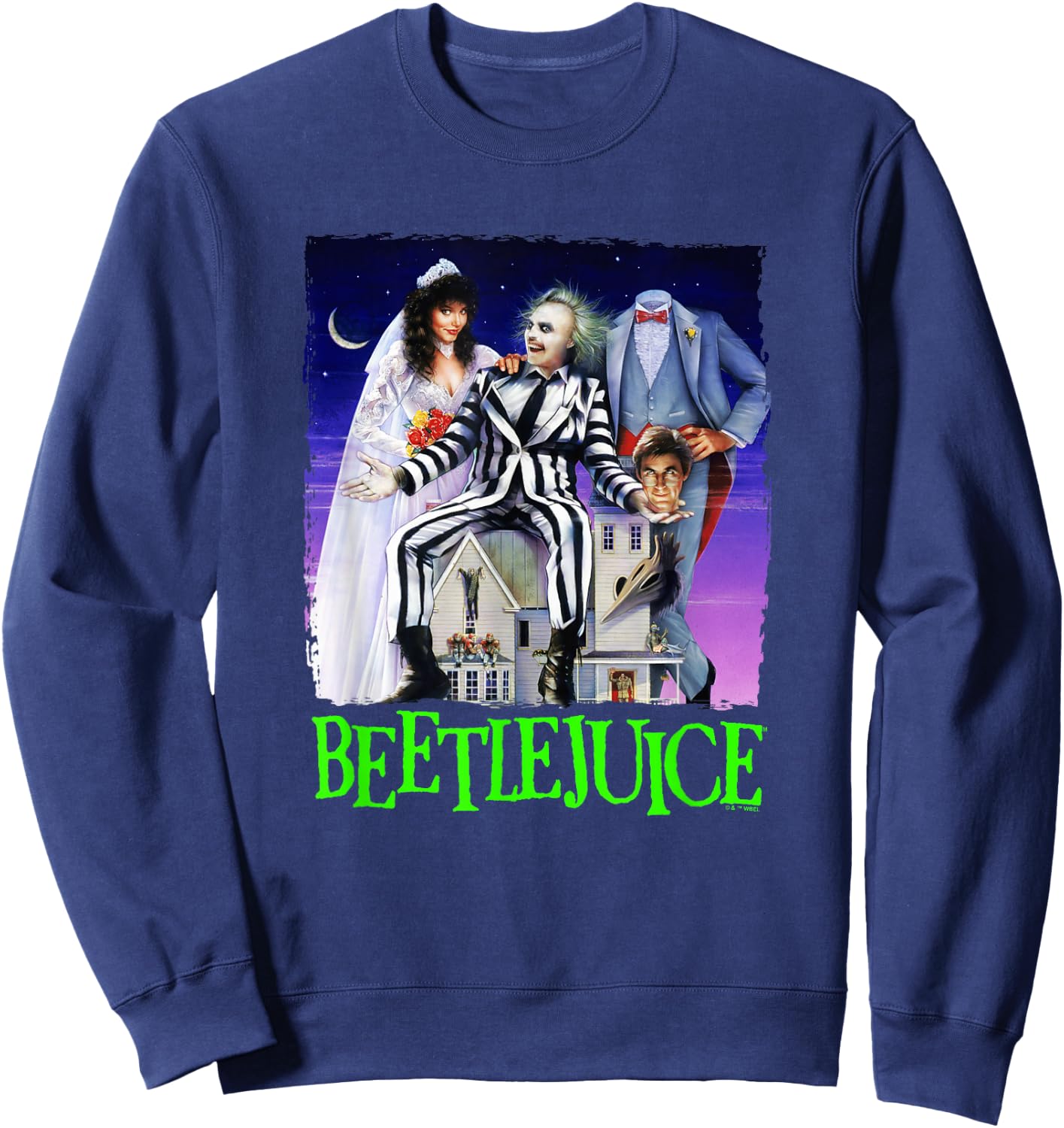 Beetlejuice Spooky Vintage Title Movie Poster Sweatshirt - Sweatshirt | Navy
