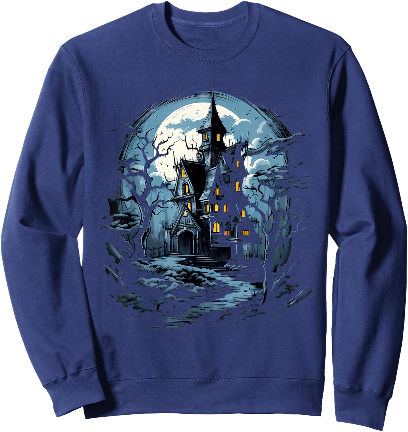 Haunted NIght Escape: Halloween House Intrigue Sweatshirt - Sweatshirt | Navy