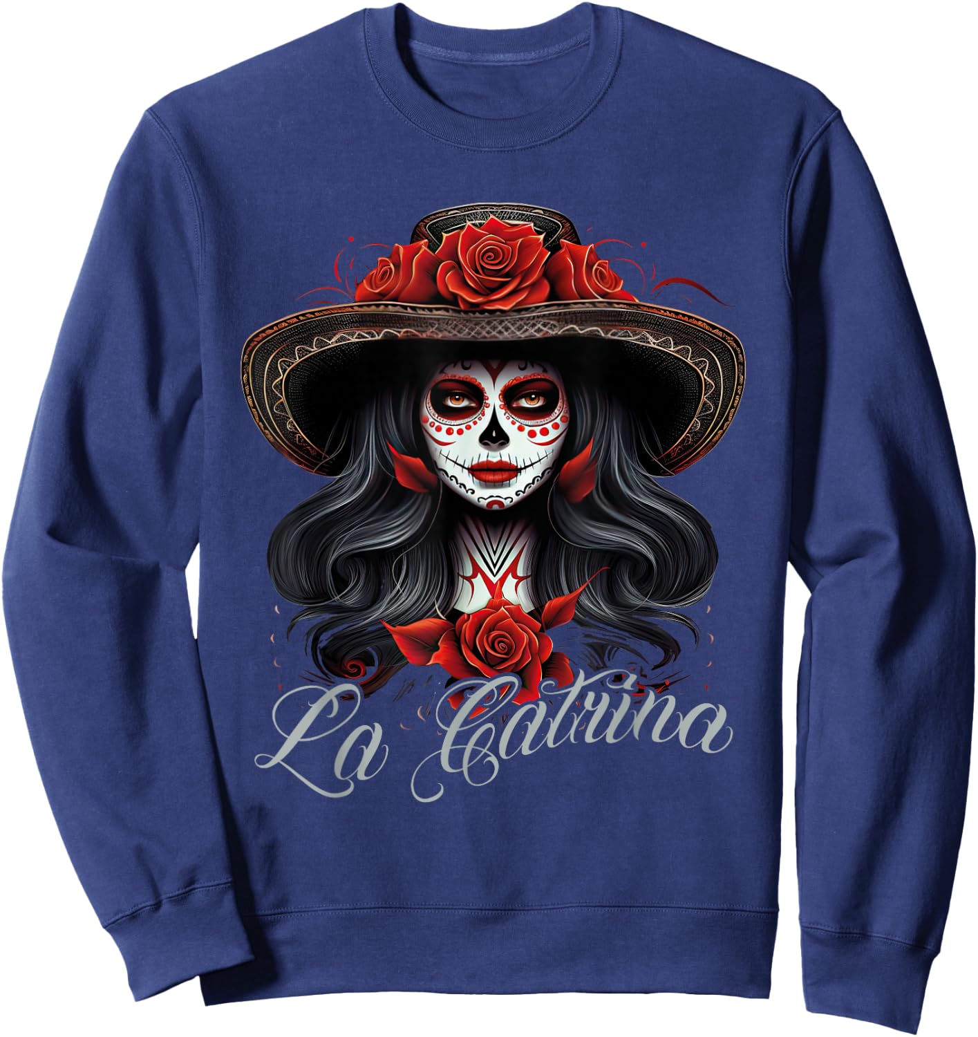 La Catrina Dress Stylish Day of the Dead Costume La Catrina Sweatshirt - Sweatshirt | Navy