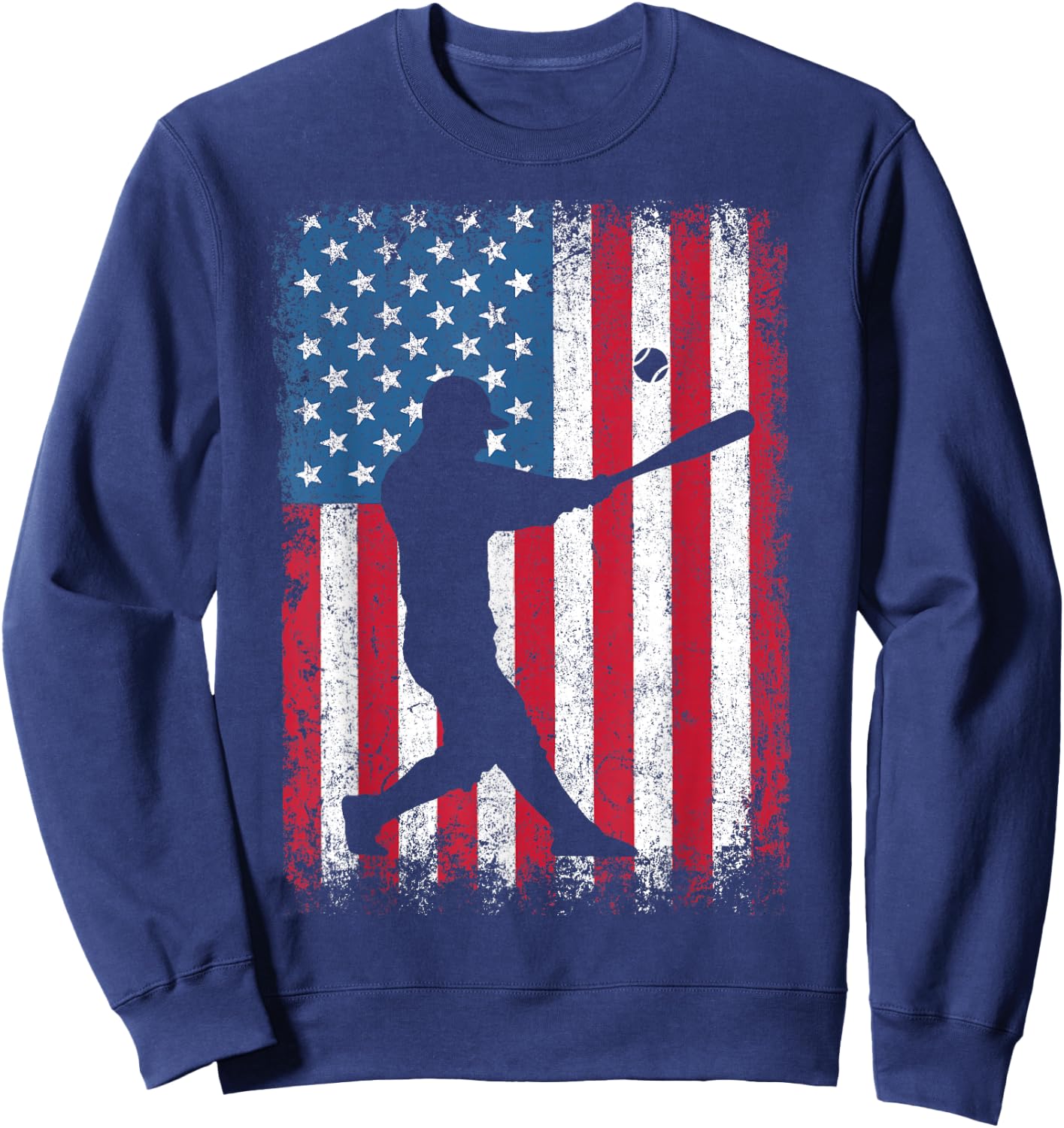 American Flag Vintage Baseball Flag Dad Mom Sweatshirt - Sweatshirt | Navy