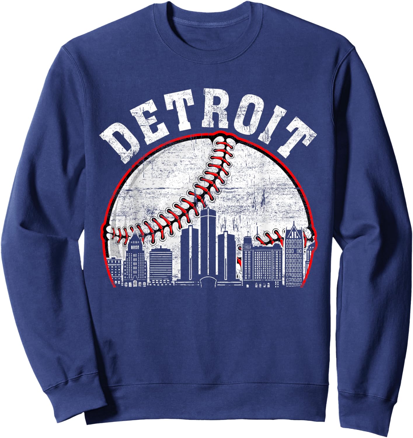 Detroit Vintage Baseball Lover Player Women Sweatshirt - Sweatshirt | Navy