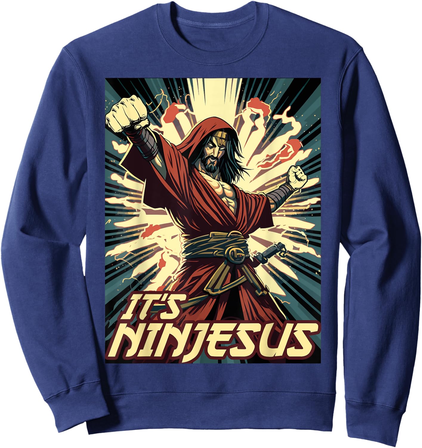 Ninjesus Jesus Ninja Christian Sweatshirt - Sweatshirt | Navy