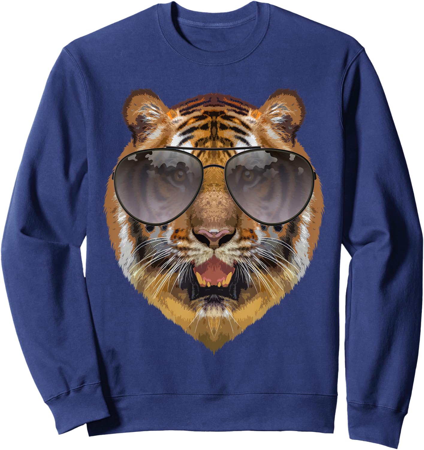 Funny Tiger Design Women Kids Cat with Glasses Lover Sweatshirt - Sweatshirt | Navy