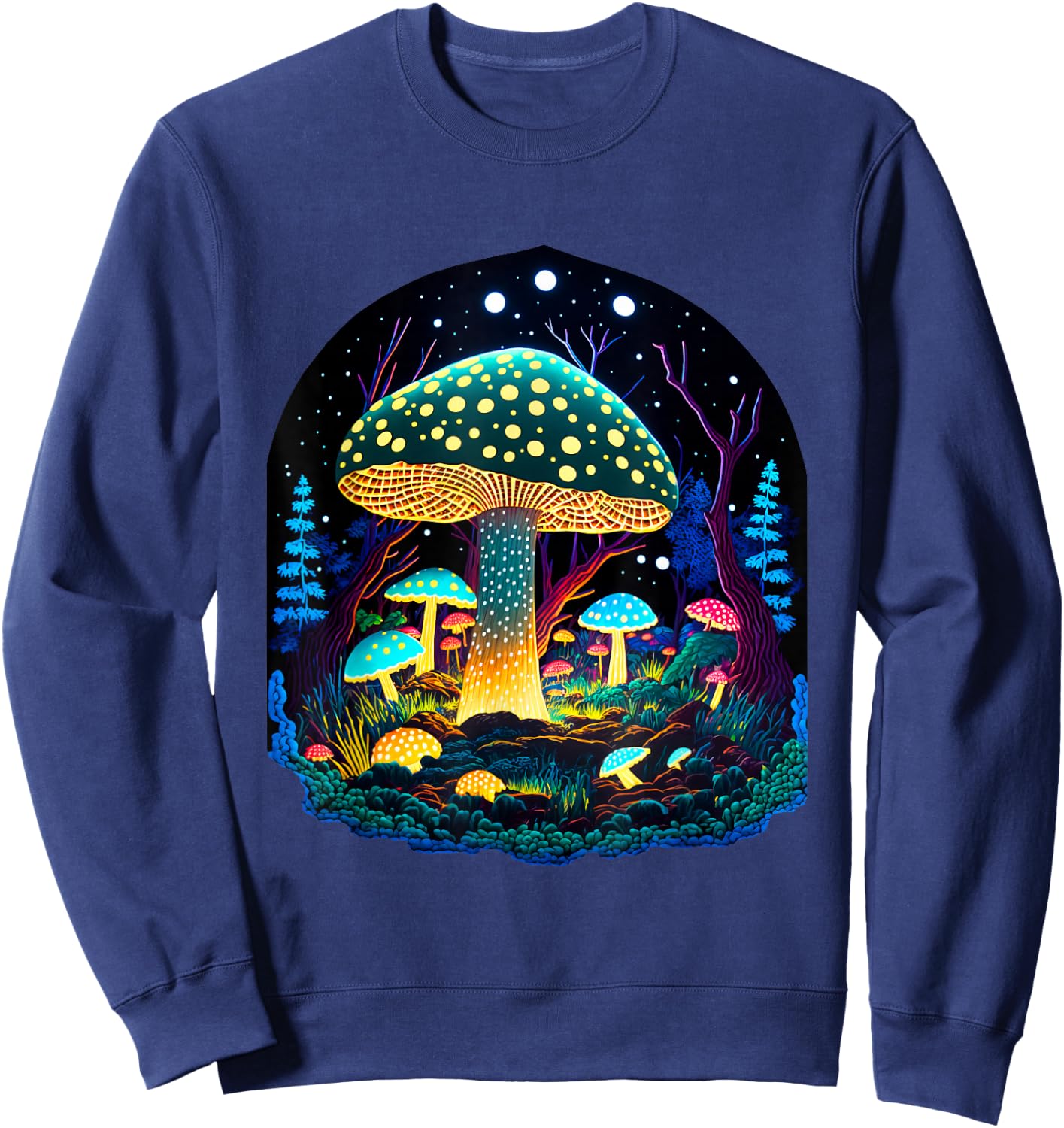 Mushroom Whisperer Colorful Fungi Design Sweatshirt - Sweatshirt | Navy