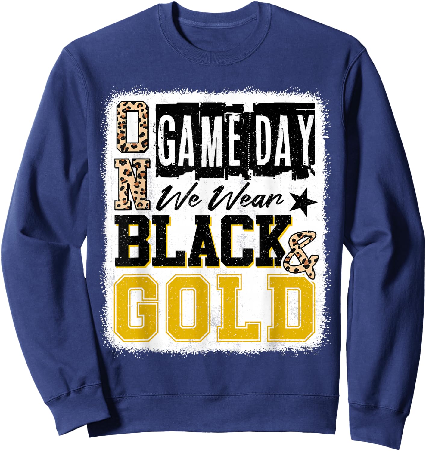 On Gameday Football We Wear Black And Gold School Spirit Sweatshirt - Sweatshirt | Navy
