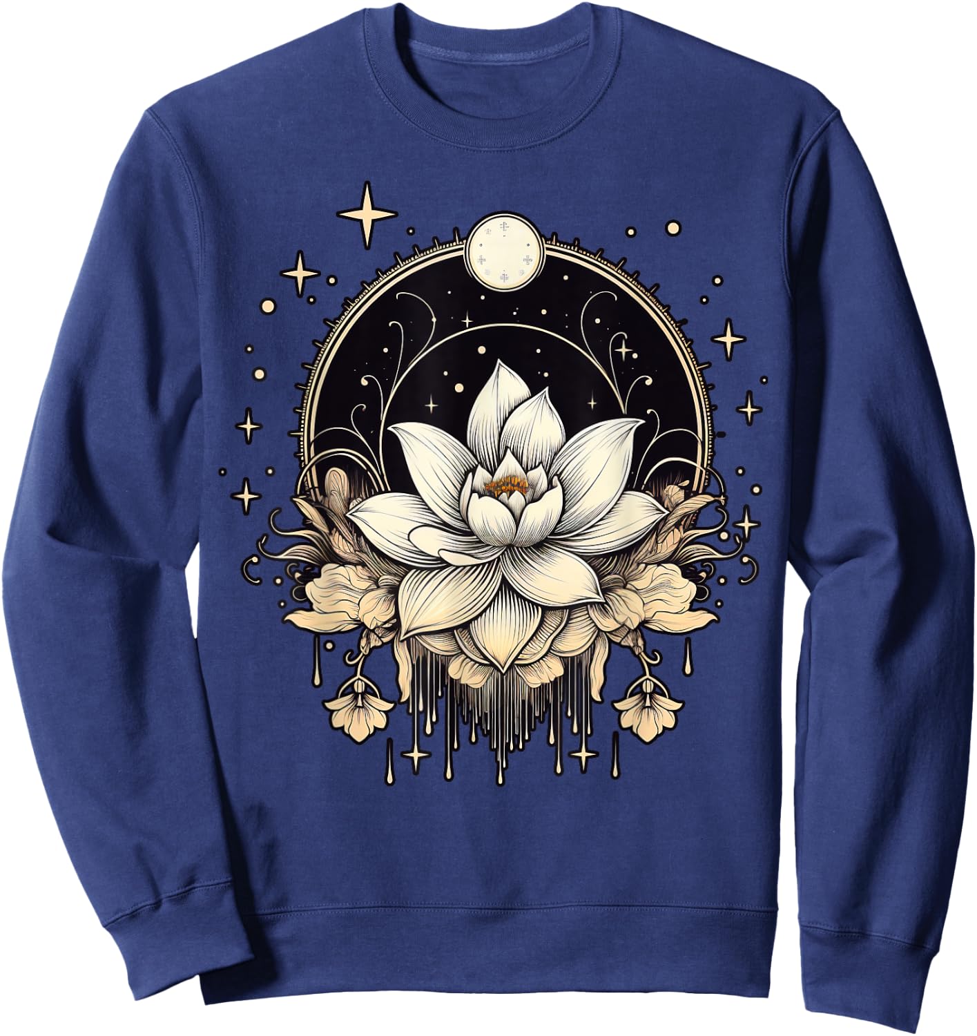 Vintage Lotus Flower on Lotus Flower Sweatshirt - Sweatshirt | Navy