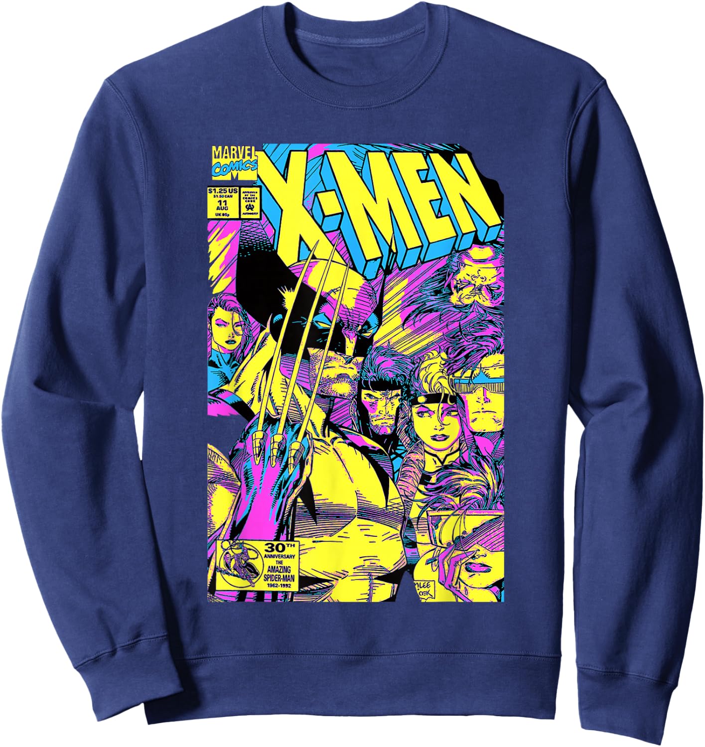 Marvel X-Men Wolverine & Team Epic Neon Comic Cover Sweatshirt - Sweatshirt | Navy