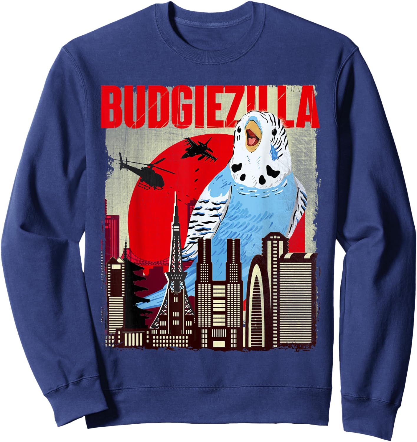 Budgiezilla - Parakeet Budgie Budgerigar Bird Lover Sweatshirt - Sweatshirt | Navy