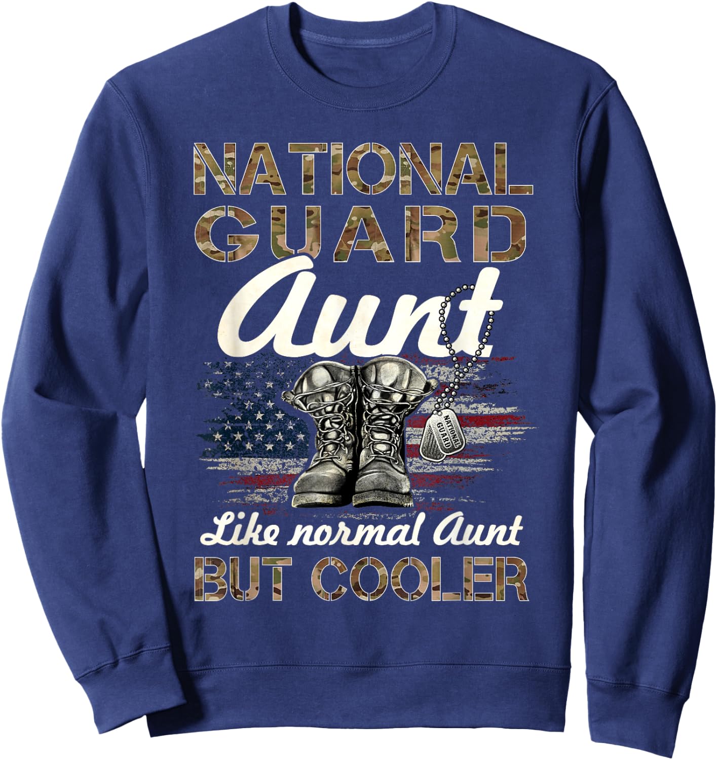 National Guard Aunt Proud Aunt Military Matching Gift - Black, -Adults, Small, Short Sleeve, Regular Fit, Cotton 100% Sweatshirt - Sweatshirt | Navy