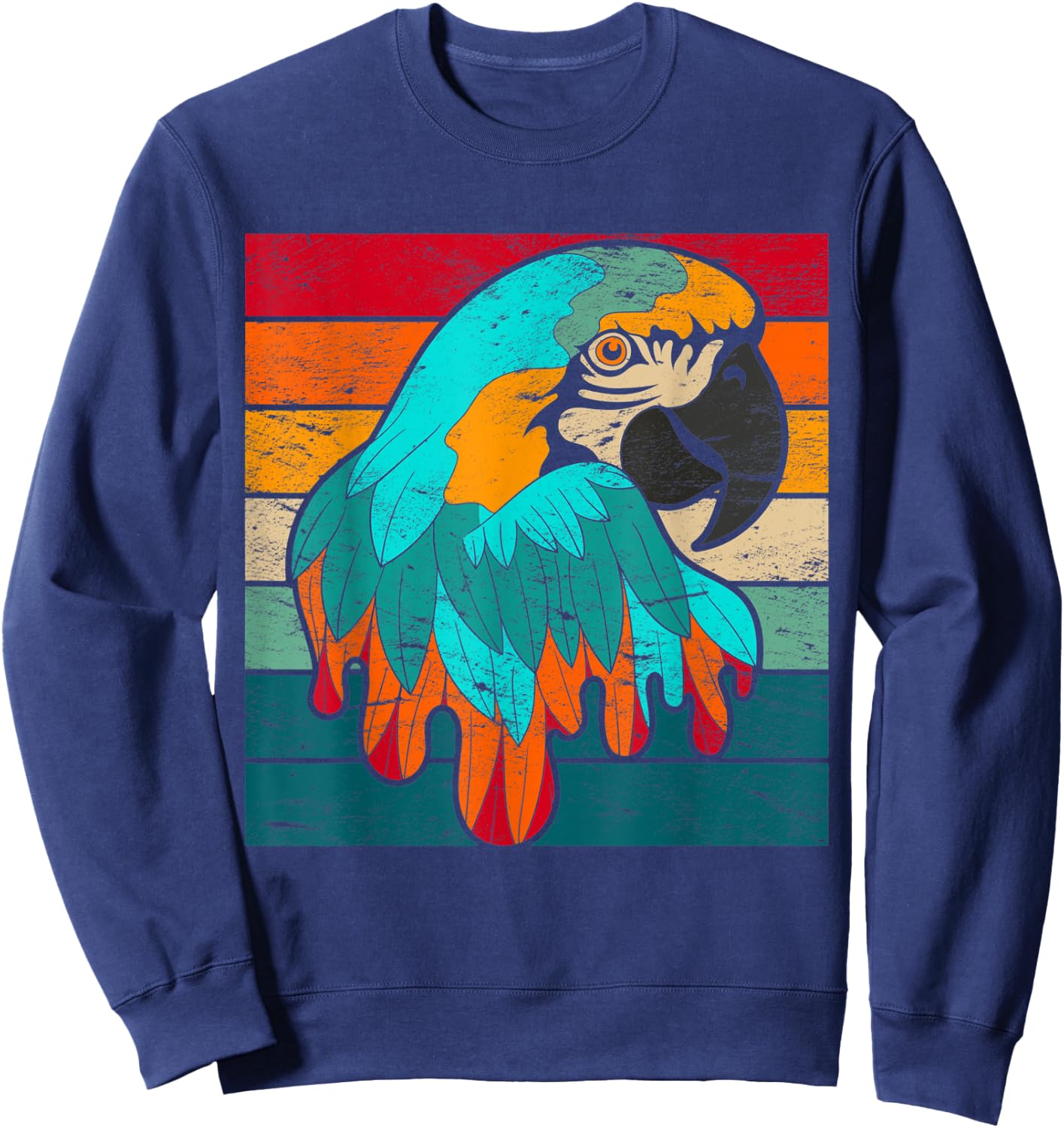 Retro Macaw Parrot Sweatshirt - Sweatshirt | Navy