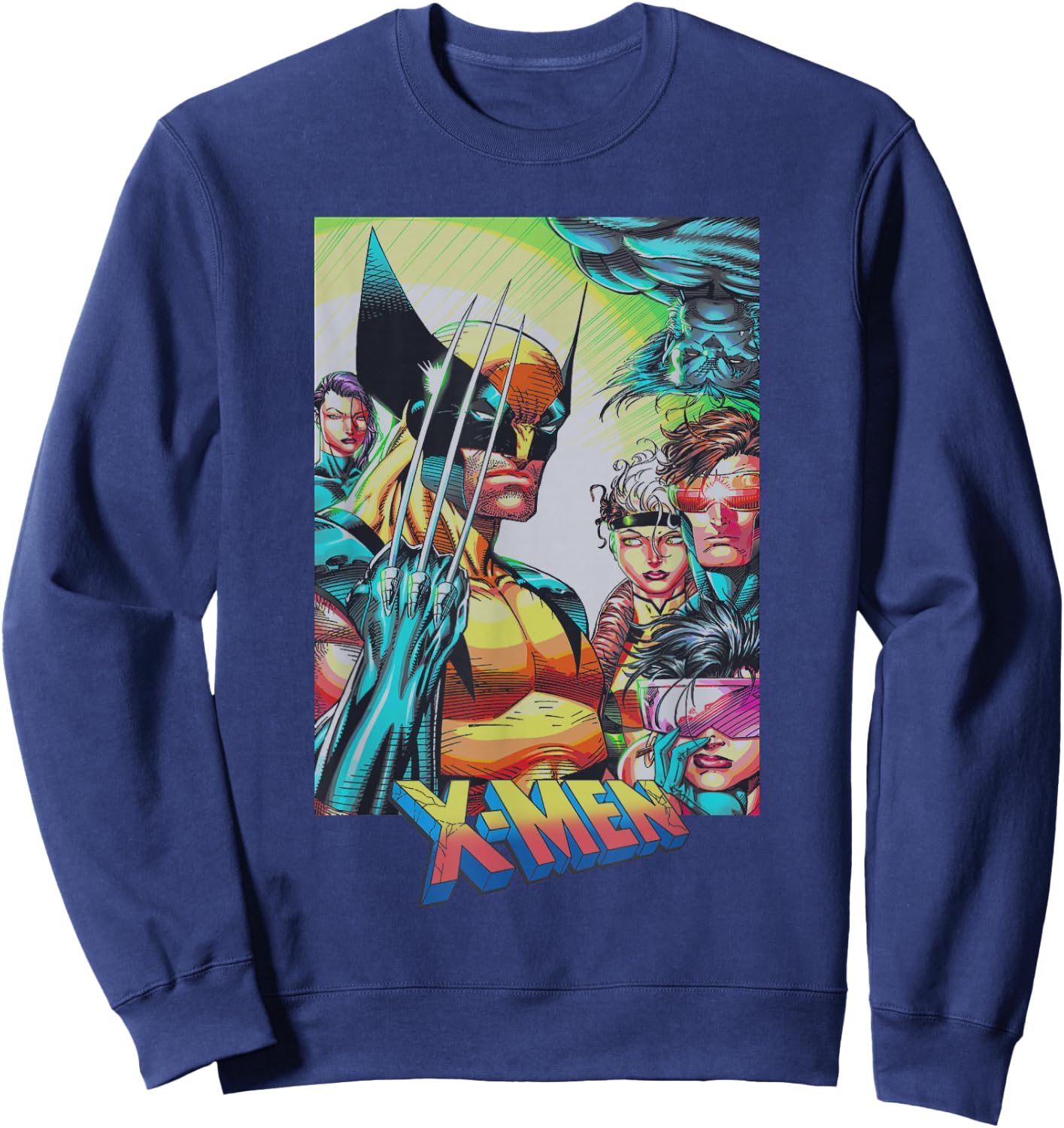 Marvel X-Men Iconic Team 90's Style Group Shot Cover Sweatshirt - Sweatshirt | Navy