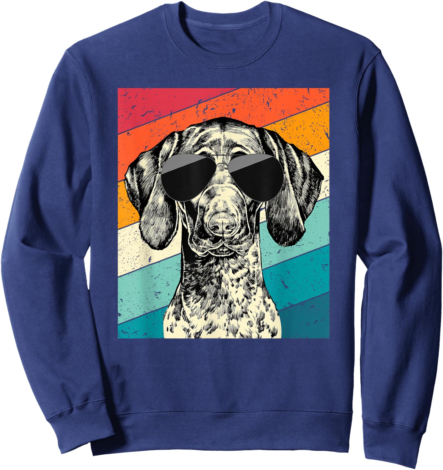 Retro Vintage German Shorthaired Pointer Sunglasses GSP Dog Sweatshirt - Sweatshirt | Navy
