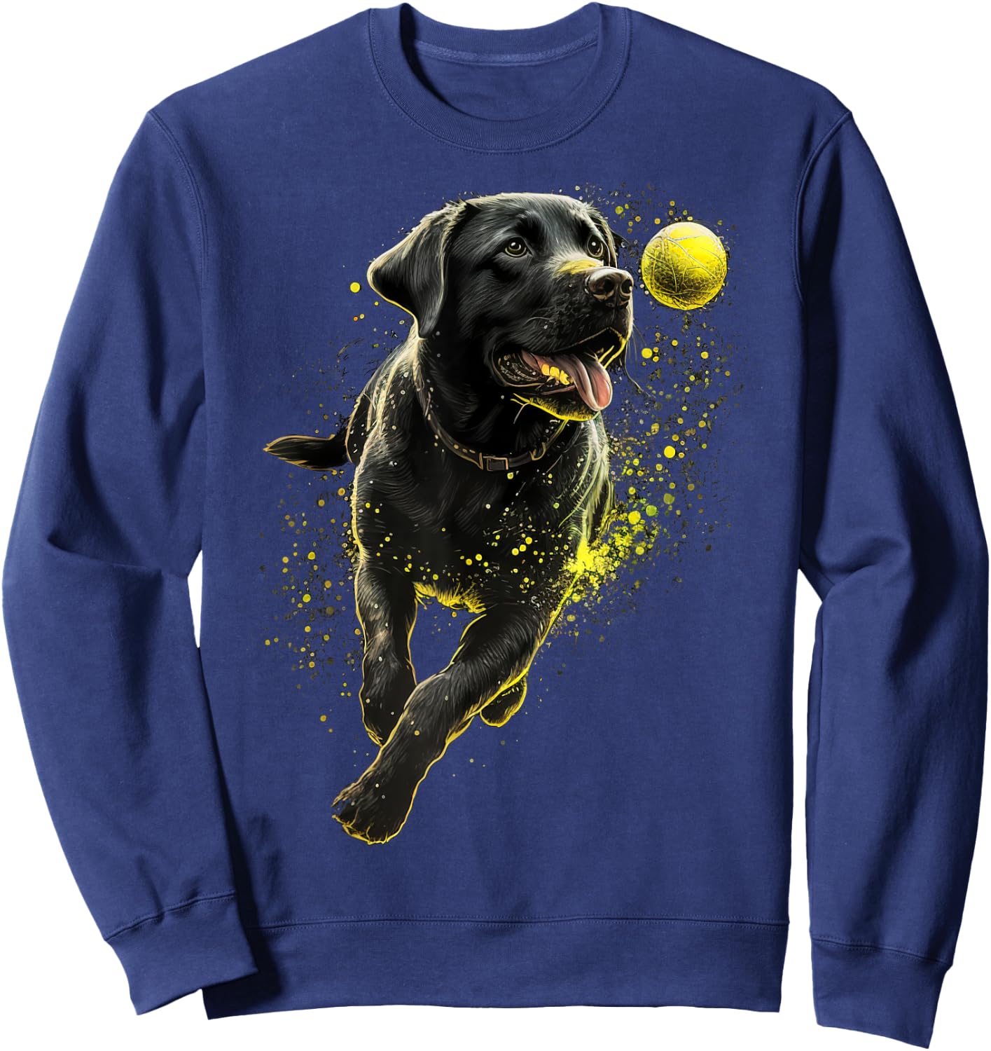 Black Labrador Retriever chasing a ball Labrador Retriever Sweatshirt - Sweatshirt | Navy