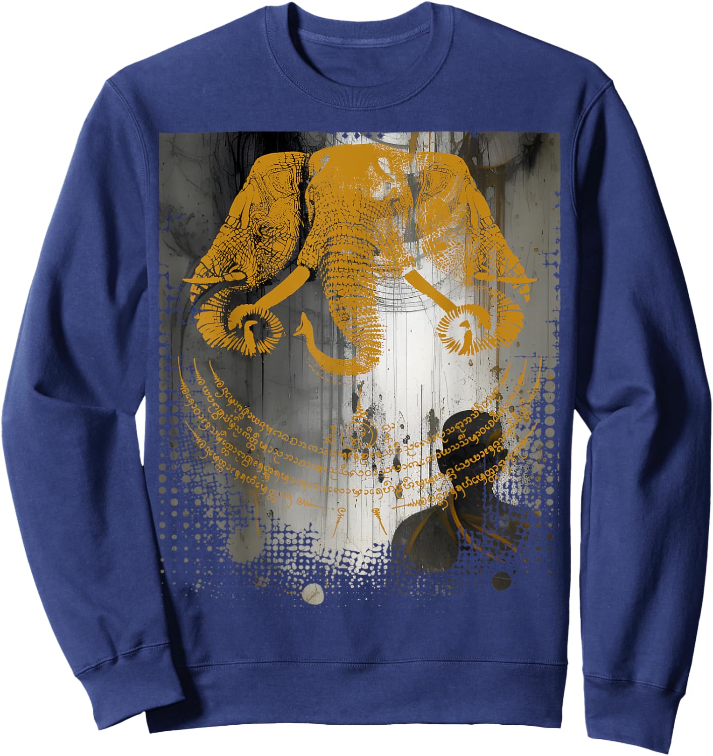 Muay Thai Buddha Asian Tattoo Lao Elephant Cultural Sak Yant Sweatshirt - Sweatshirt | Navy