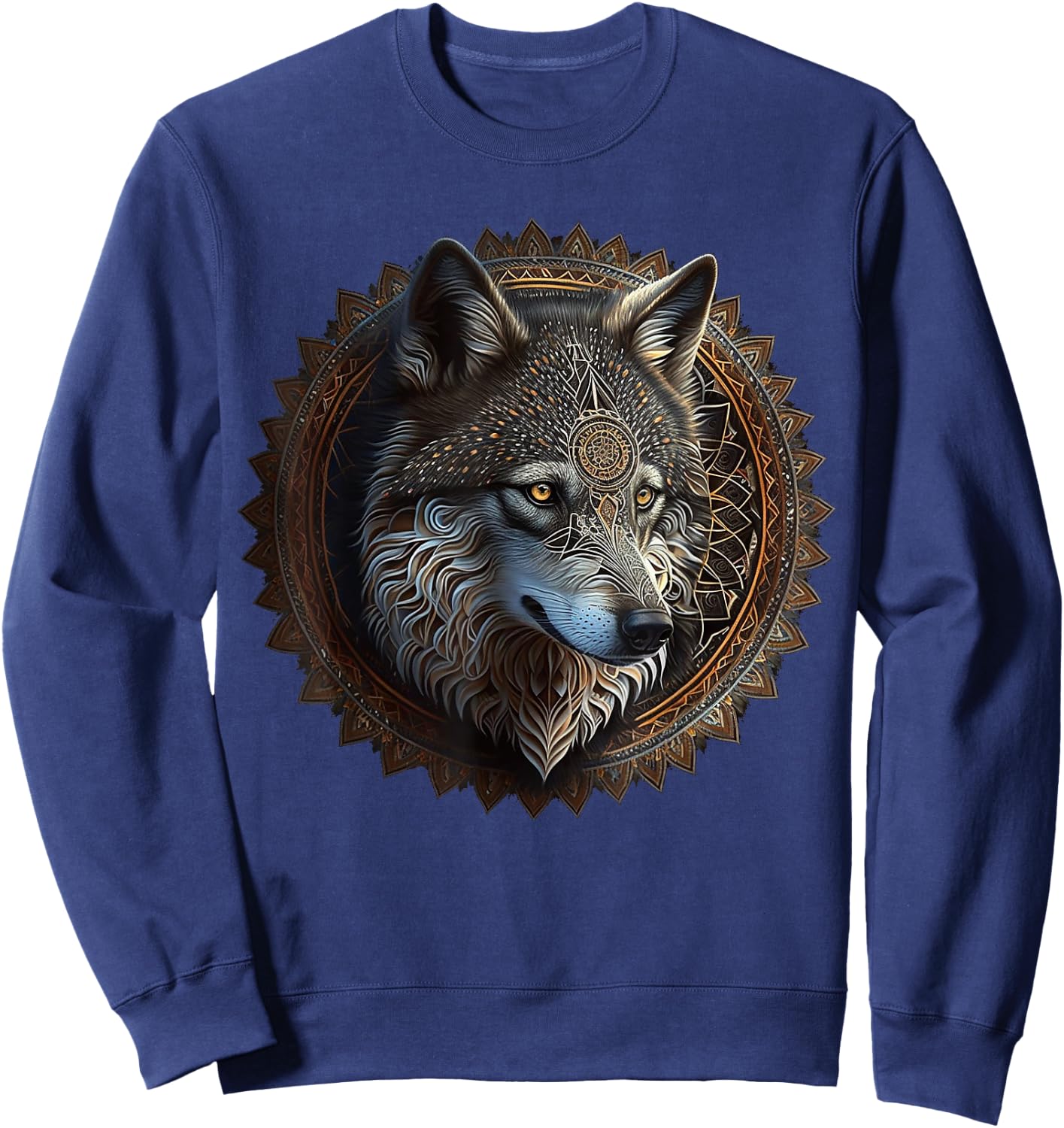 Wolf Mandala Animal Lovers Art Animal Wolf Sweatshirt - Sweatshirt | Navy