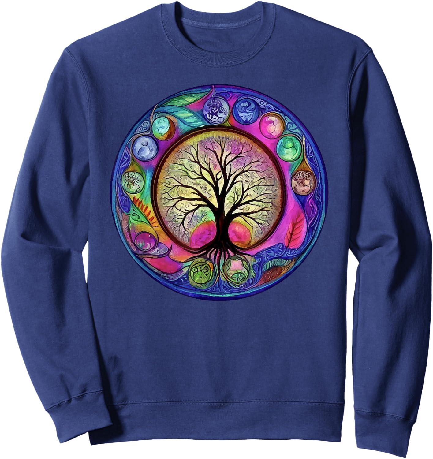 Chakra Whimsical Fantasy Tree of Life Sweatshirt - Sweatshirt | Navy