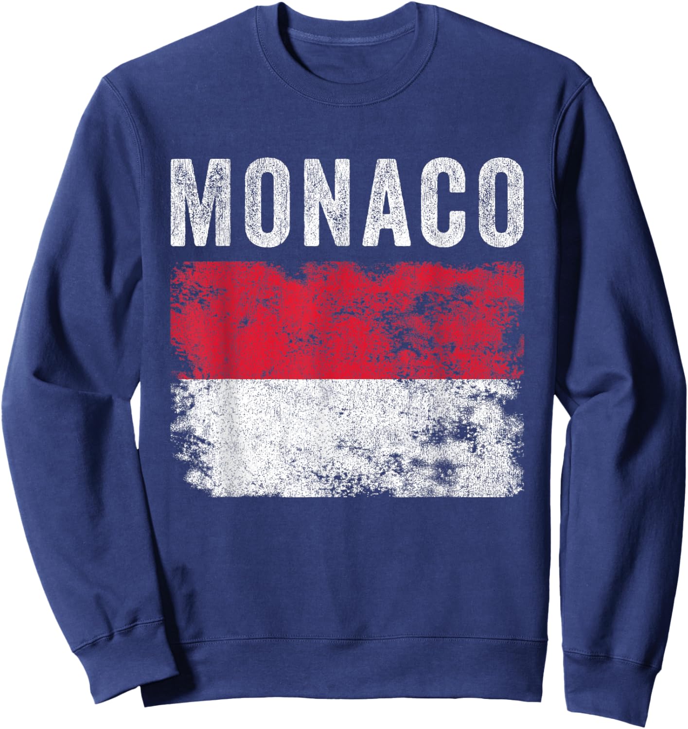 Monaco Flag Distressed - Men Women Kids - Monacan Flag Sweatshirt - Sweatshirt | Navy