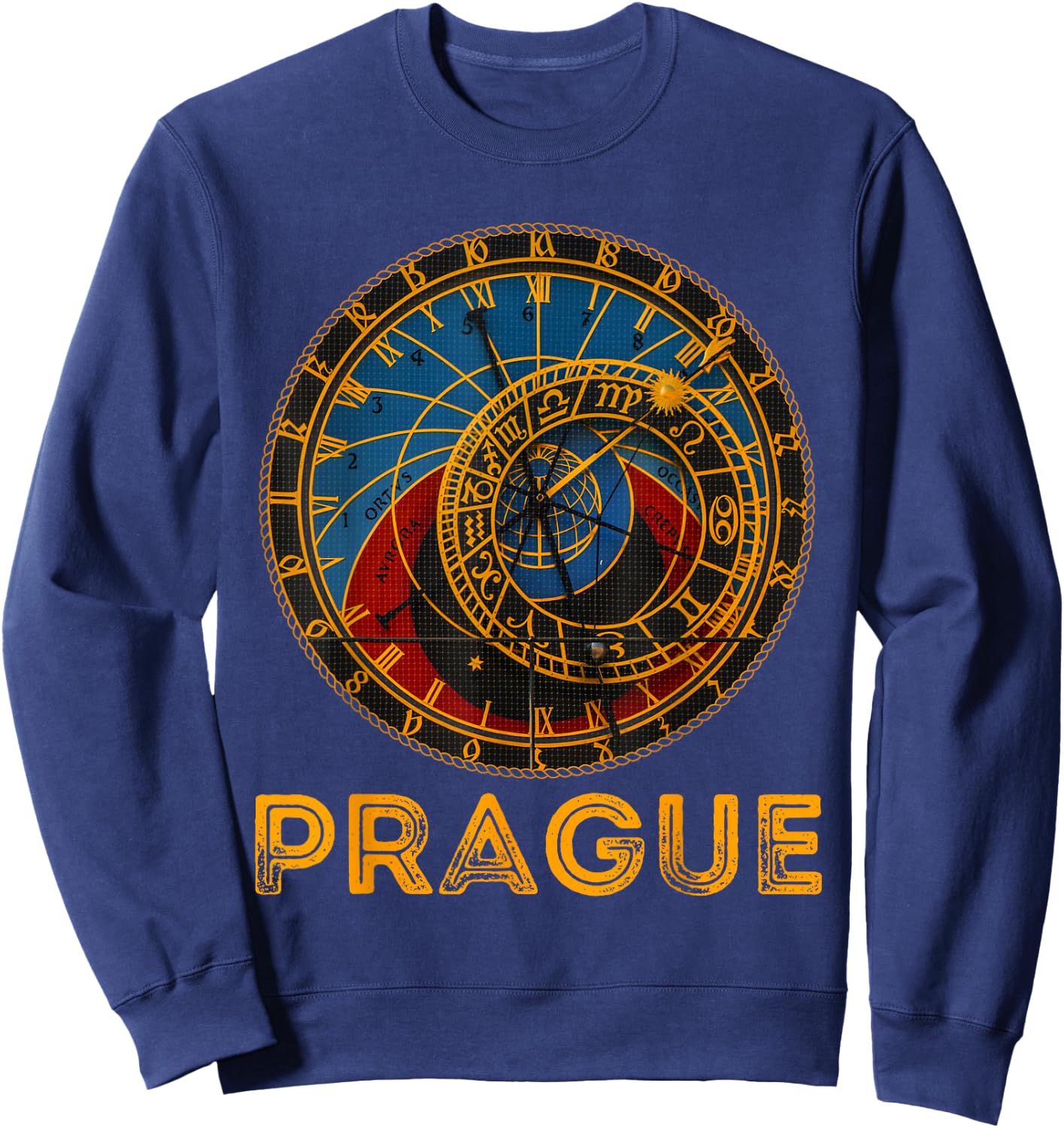 Prague Czech Republic Souvenir Astronomical Clock Prague Sweatshirt - Sweatshirt | Navy
