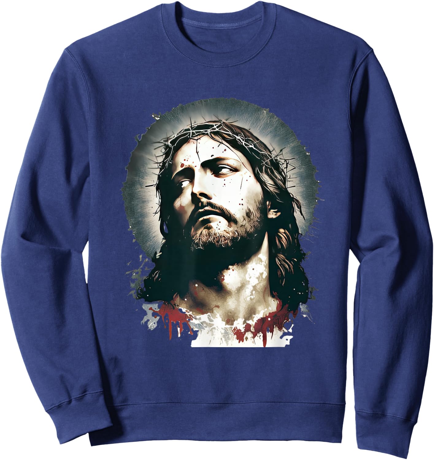 Christian Quotes Designs Faithful Christians Love Jesus Christ Graphical Design for Christians -Adults Black Small Sweatshirt - Sweatshirt | Navy