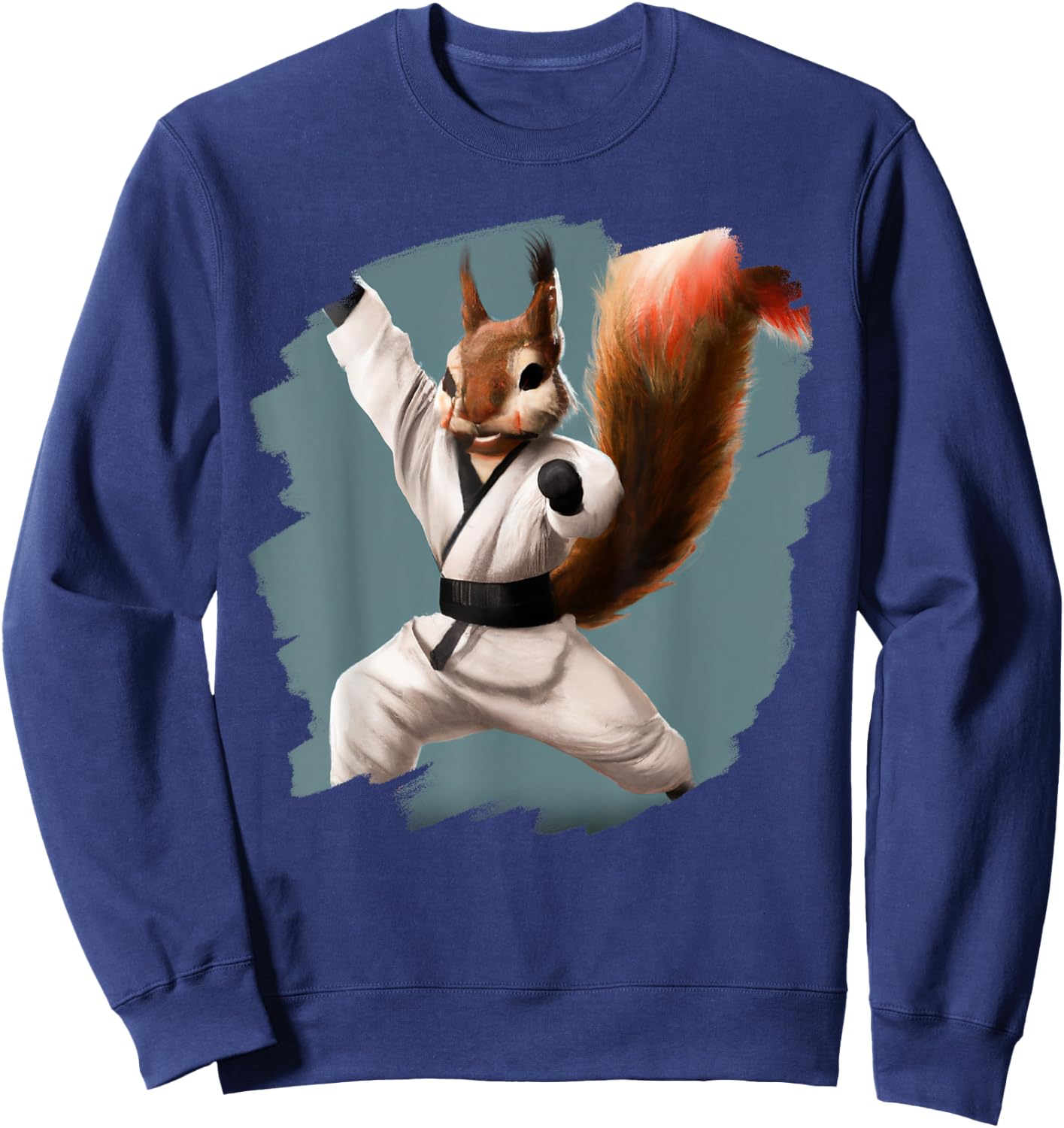 Squirrel Doing Karate Kick Black Belt Martial Arts Squirrel Sweatshirt - Sweatshirt | Navy