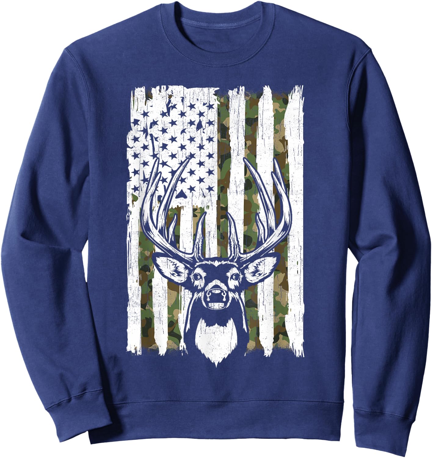 American Flag Deer Hunting Gift Dad Hunter from Son Daughter Sweatshirt - Sweatshirt | Navy