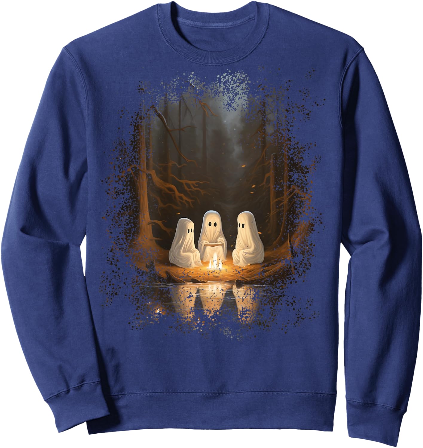 Vintage Ghost Campfire Camping Gothic Halloween Sweatshirt - Sweatshirt | Navy